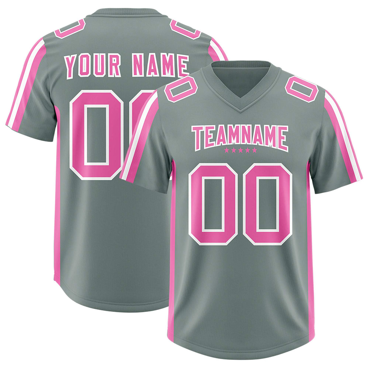 Custom Grey Pink and White Side Stripe Pattern Authentic American Football Jersey