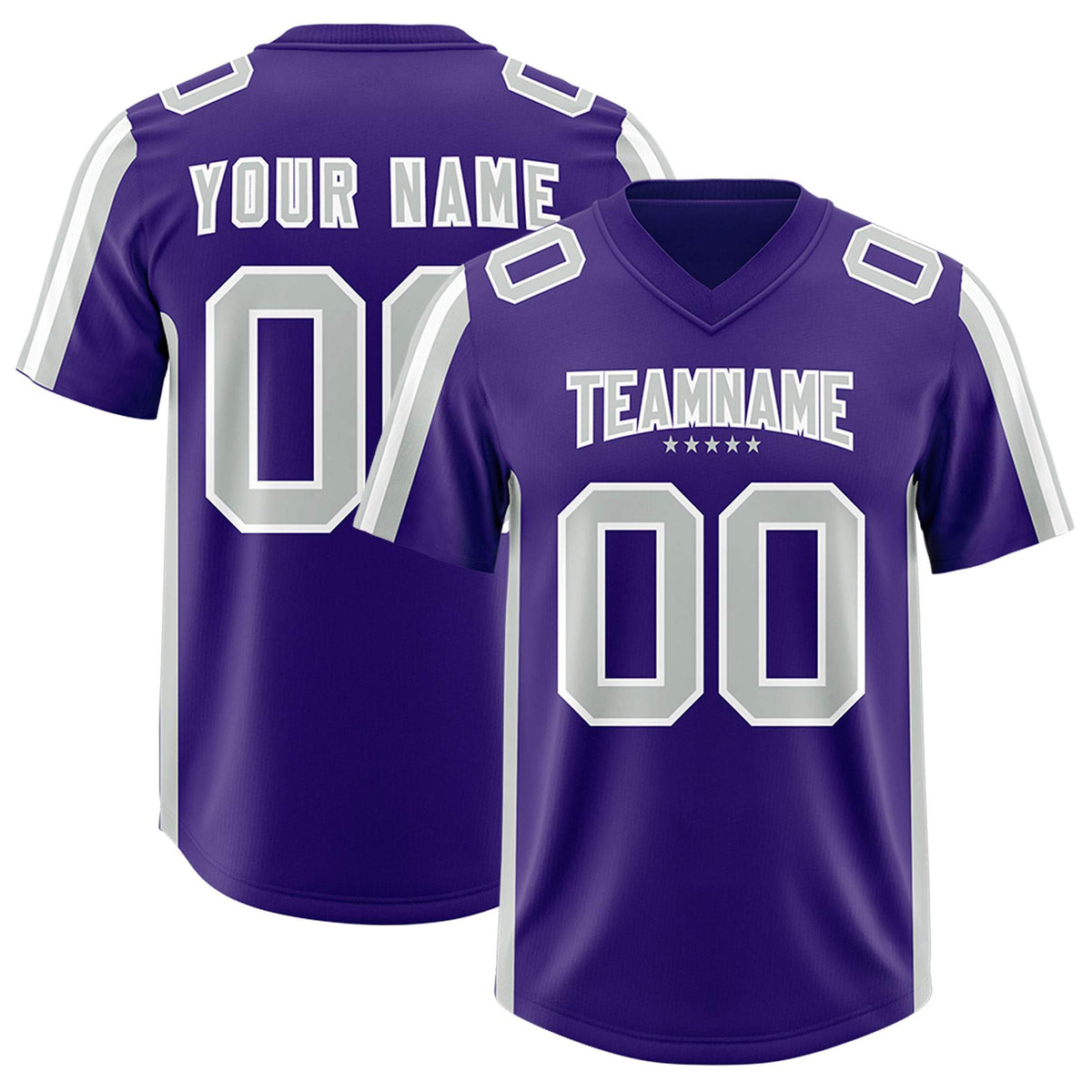 Custom Purple Gray and White Side Stripe Pattern Authentic American Football Jersey