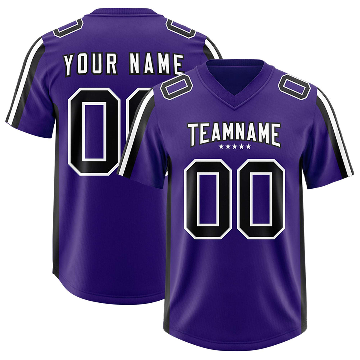 Custom Purple Black and White Side Stripe Pattern Authentic American Football Jersey
