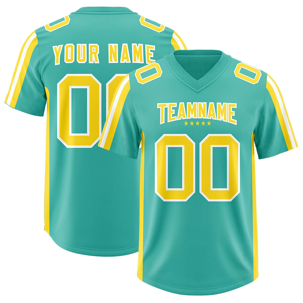 Custom Bright Green Gold and White Side Stripe Pattern Authentic American Football Jersey