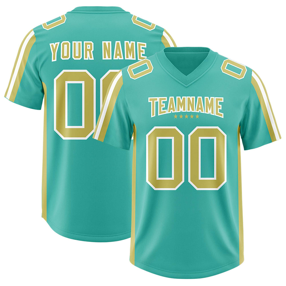 Custom Bright Green Champagne and White Side Stripe Pattern Authentic American Football Jersey