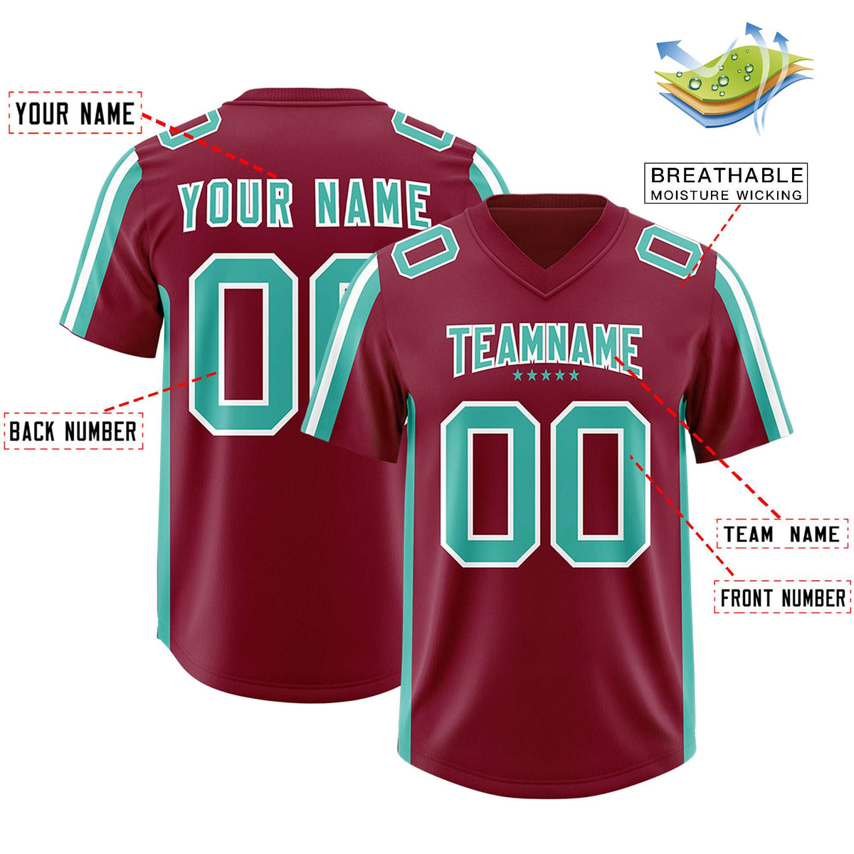 Custom Crimson Bright Green and White Side Stripe Pattern Authentic American Football Jersey