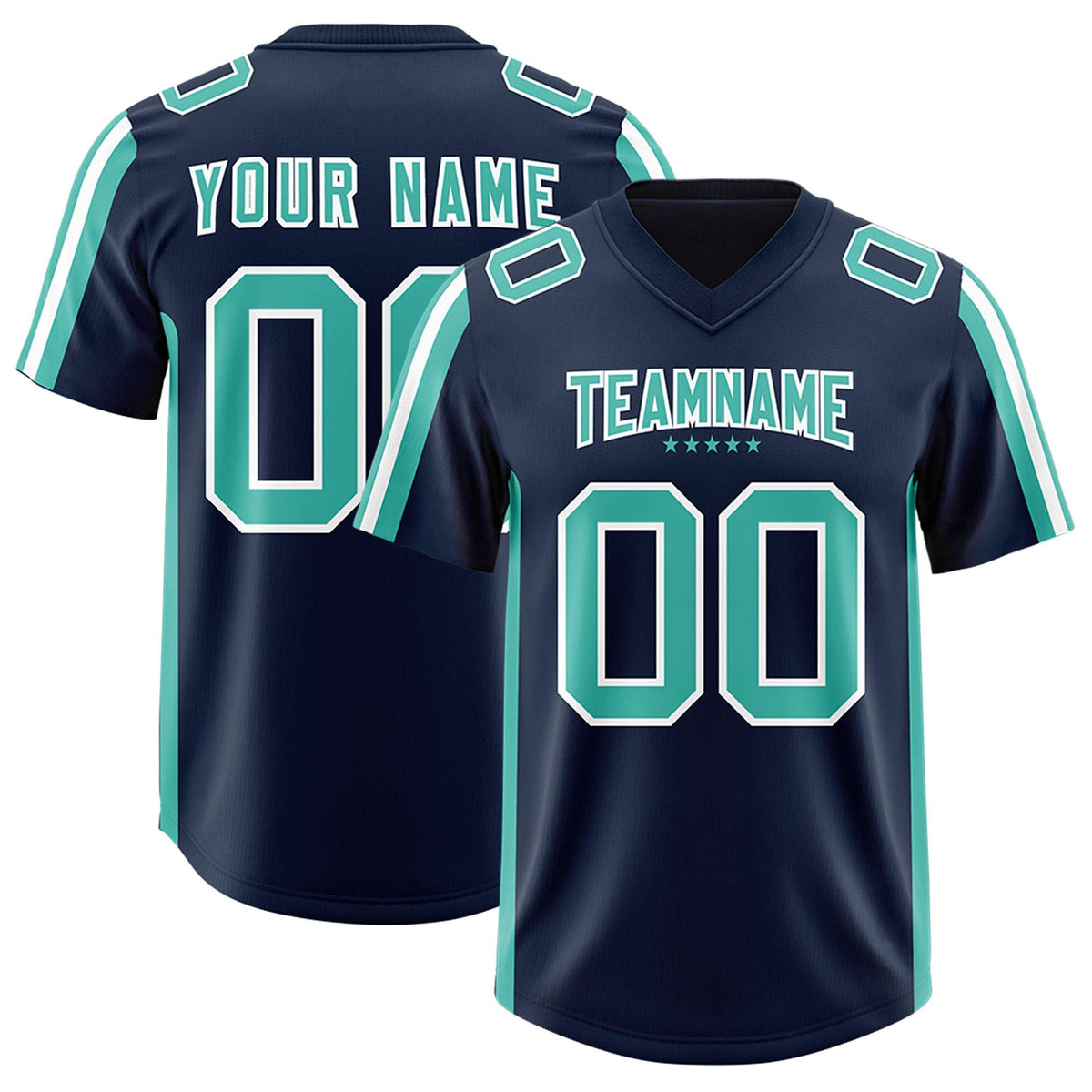 Custom Navy Bright Green and White Side Stripe Pattern Authentic American Football Jersey
