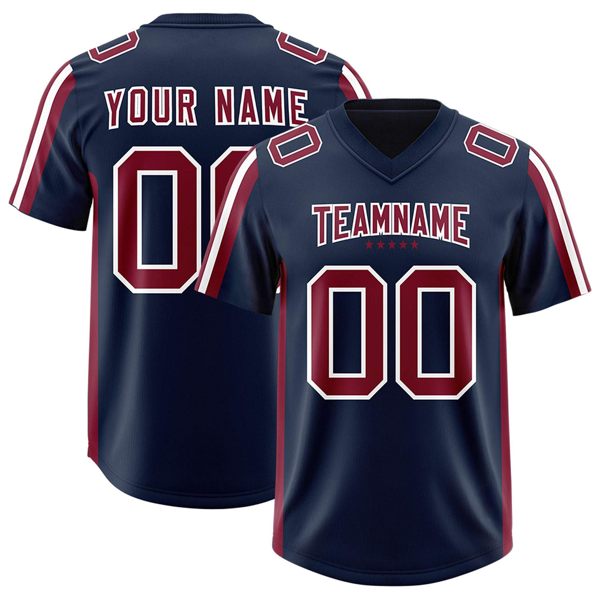 Custom Navy Cardinal and White Side Stripe Pattern Authentic American Football Jersey