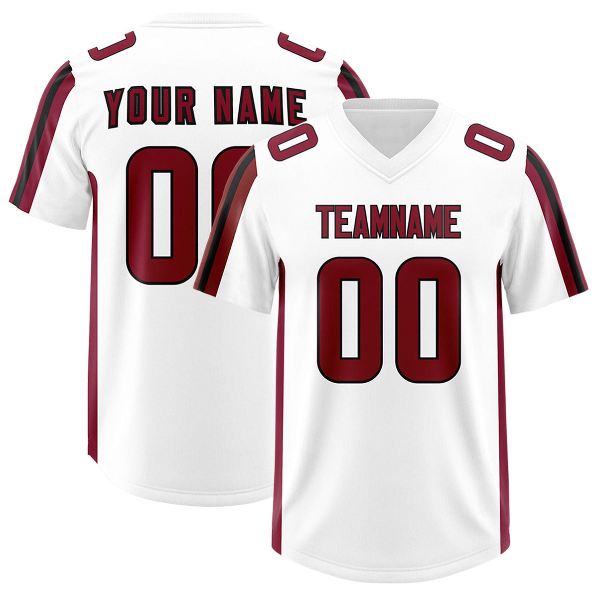 Custom White Cardinal and Black Side Stripe Pattern Authentic American Football Jersey