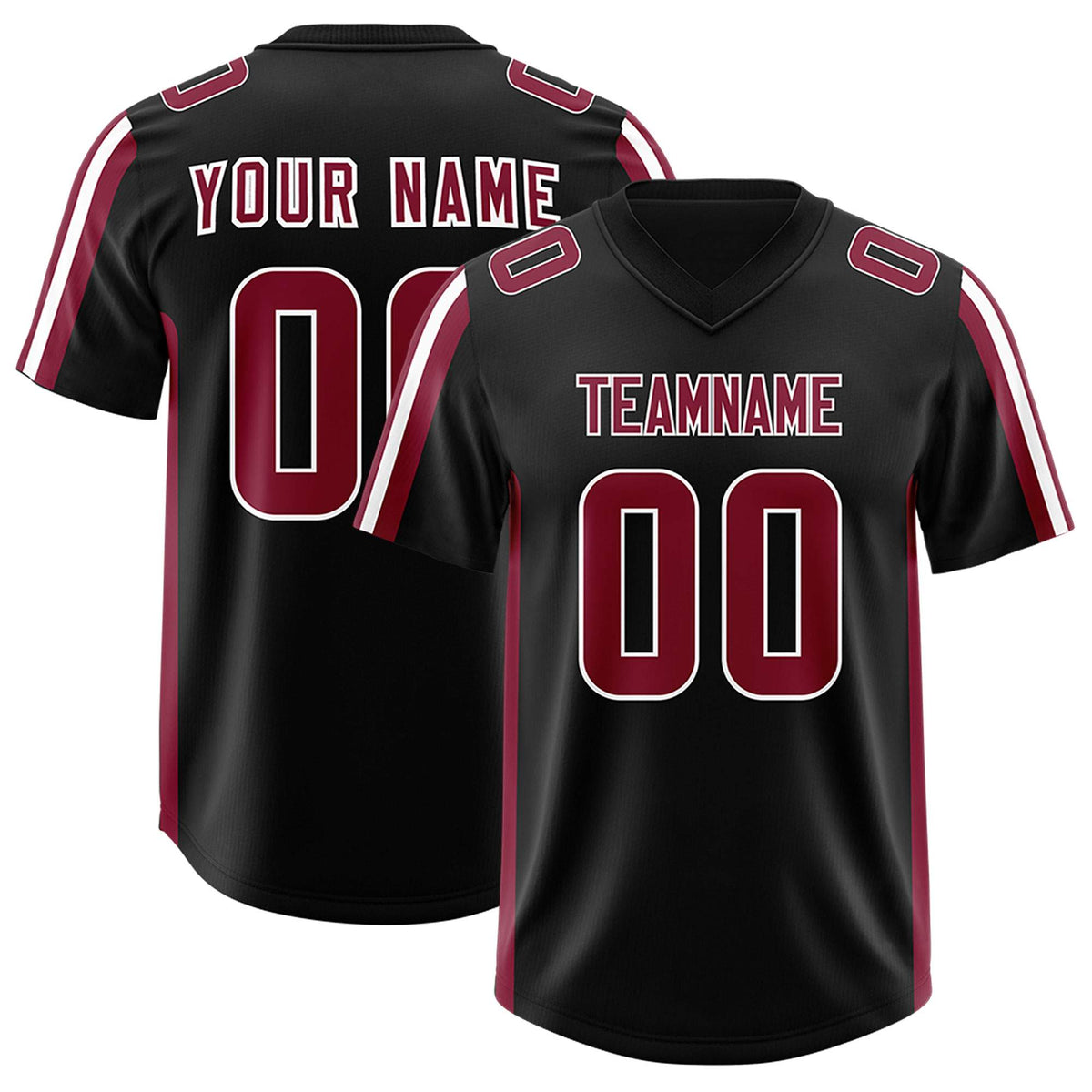 Custom Black Cardinal and White Side Stripe Pattern Authentic American Football Jersey