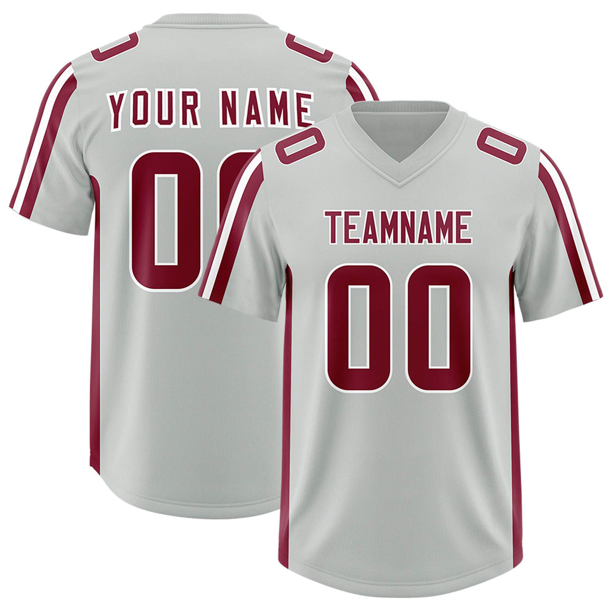 Custom Gray Crimson and White Side Stripe Pattern Authentic American Football Jersey