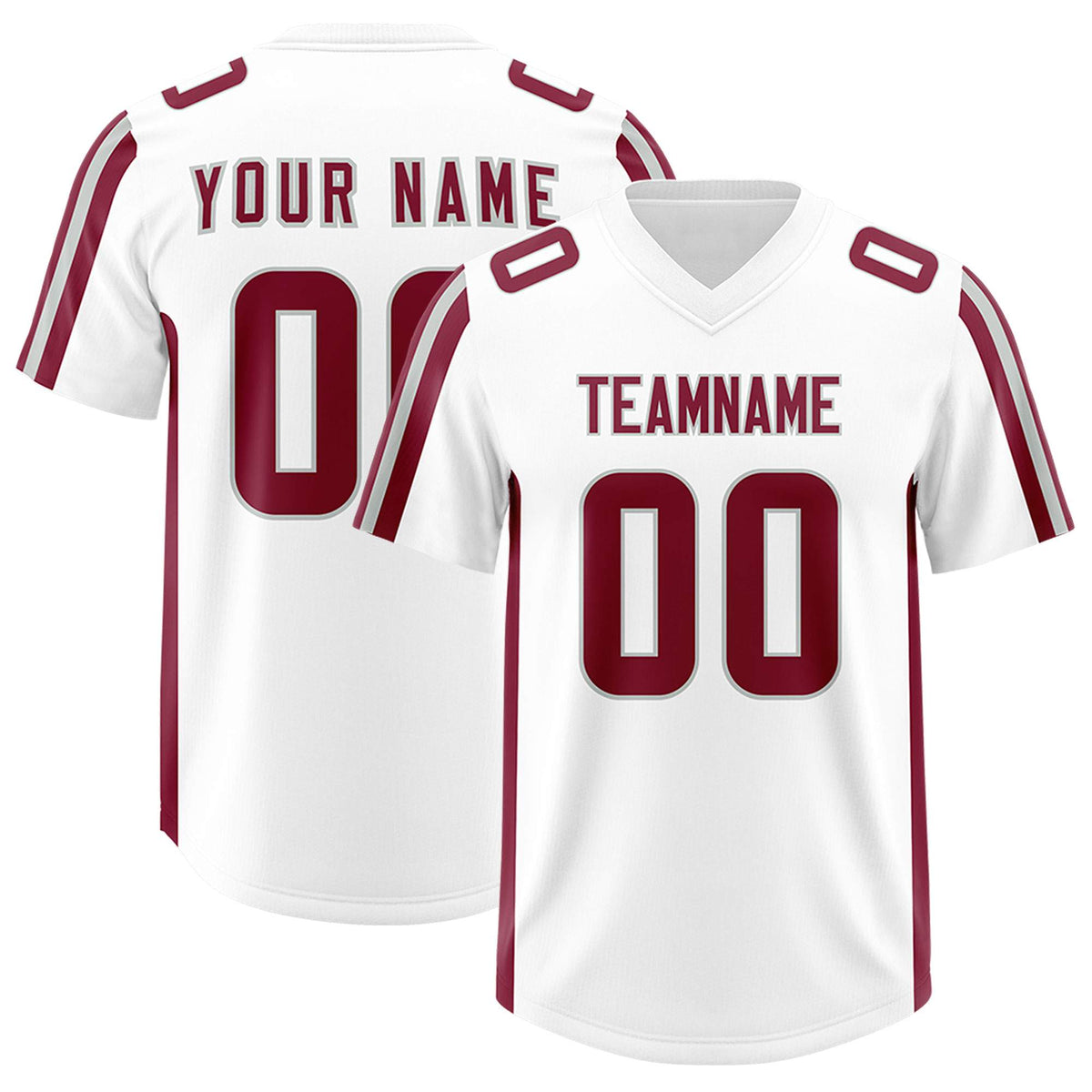 Custom White Crimson and Gray Side Stripe Pattern Authentic American Football Jersey