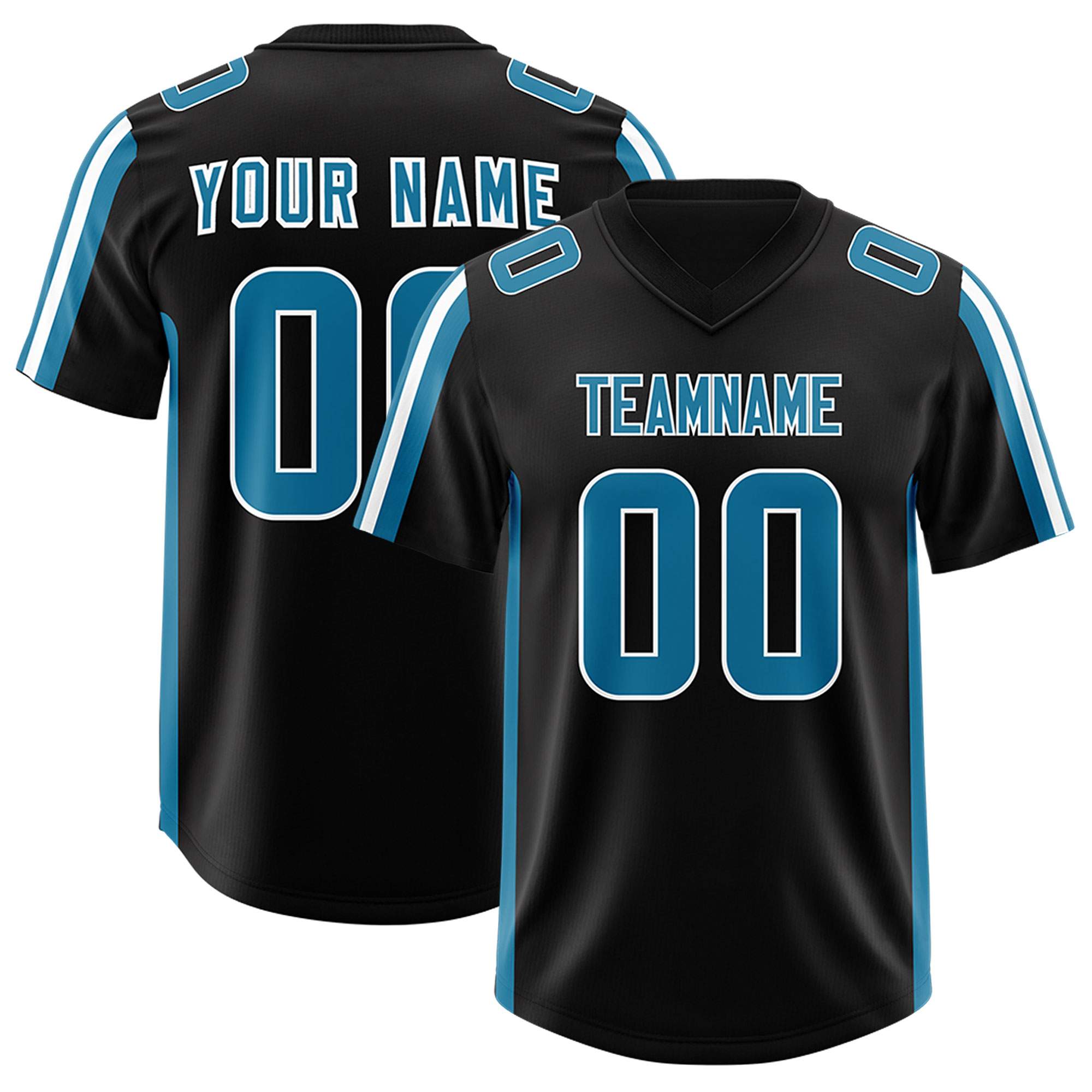 Custom Black Panther Blue and White Side Stripe Pattern Authentic American Football Jersey