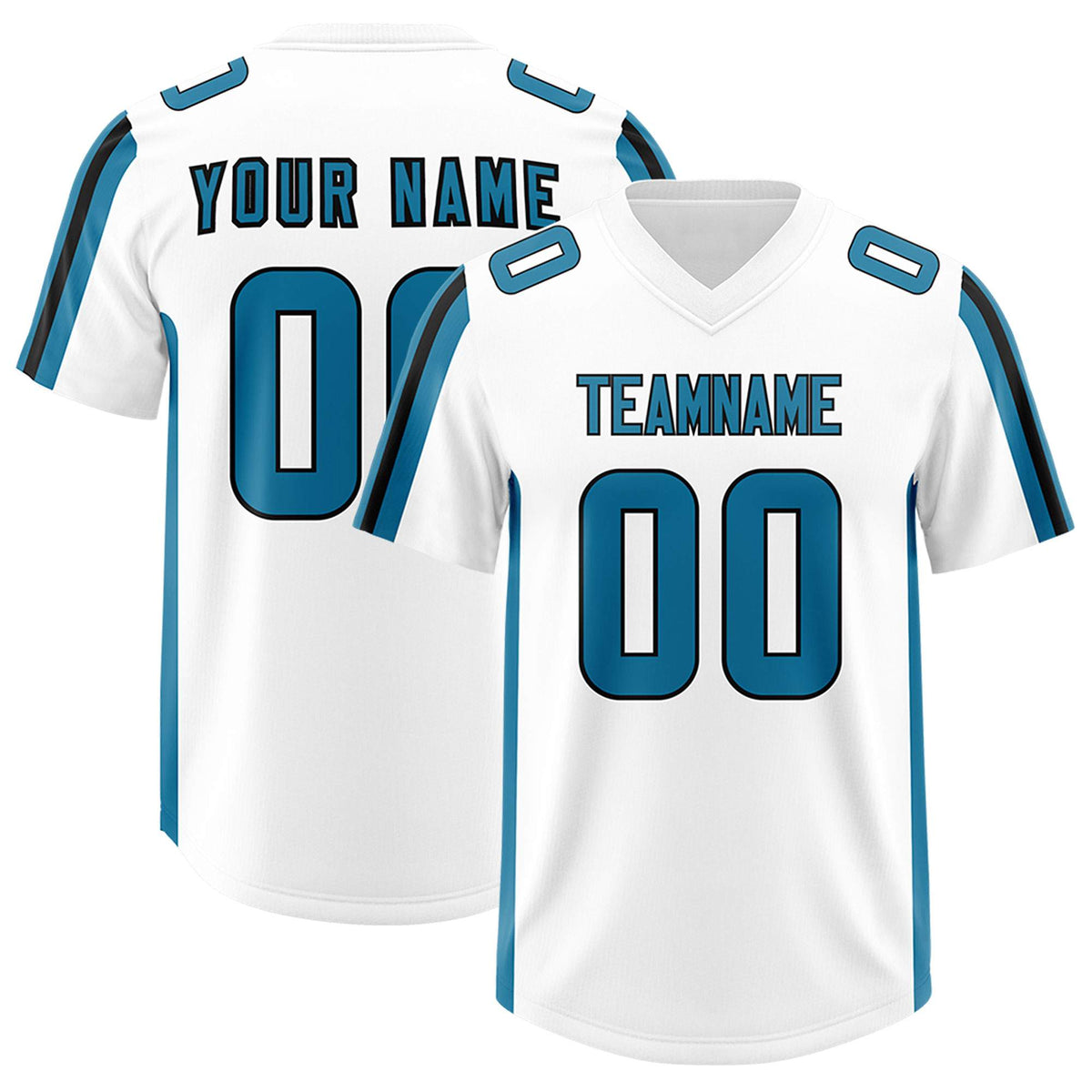 Custom White Panther Blue and Black Side Stripe Pattern Authentic American Football Jersey