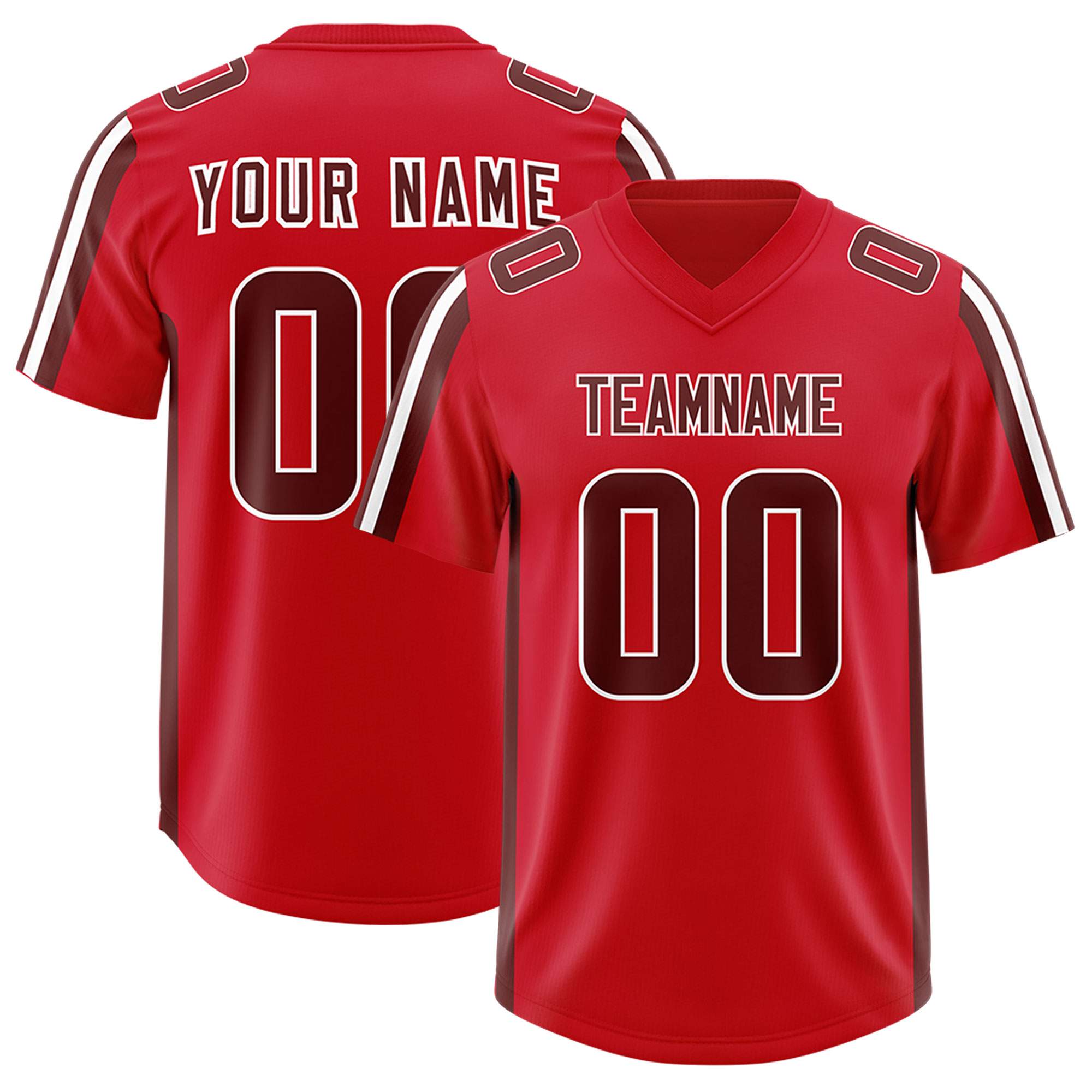 Custom Red Cardinal and White Side Stripe Pattern Authentic American Football Jersey