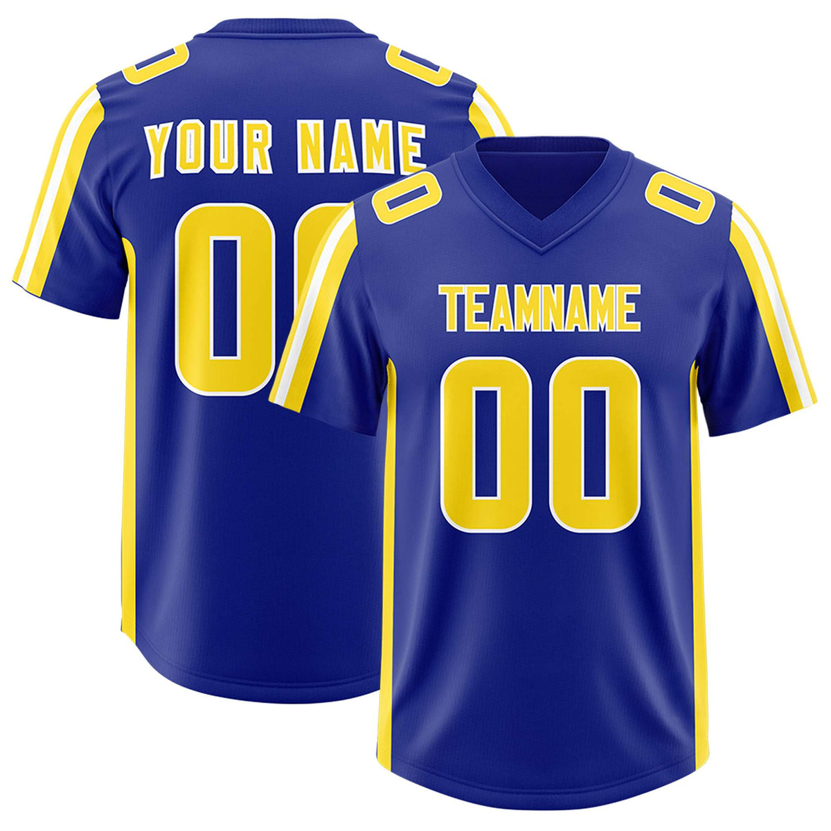 Custom Royal Gold and White Side Stripe Pattern Authentic American Football Jersey