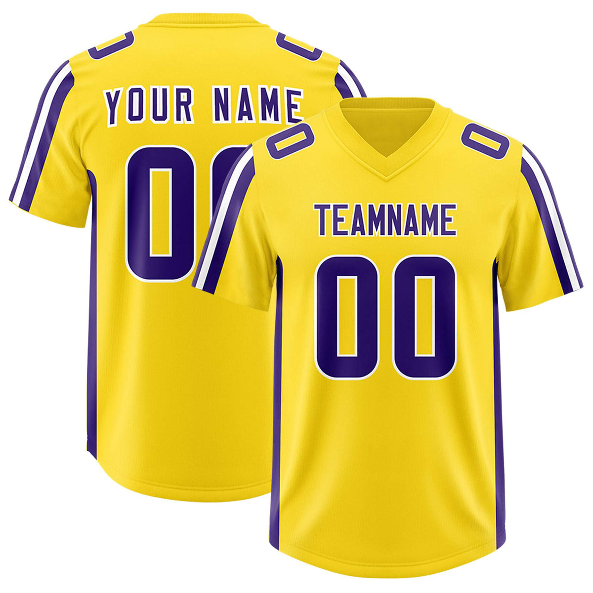 Custom Gold Purple and White Side Stripe Pattern Authentic American Football Jersey