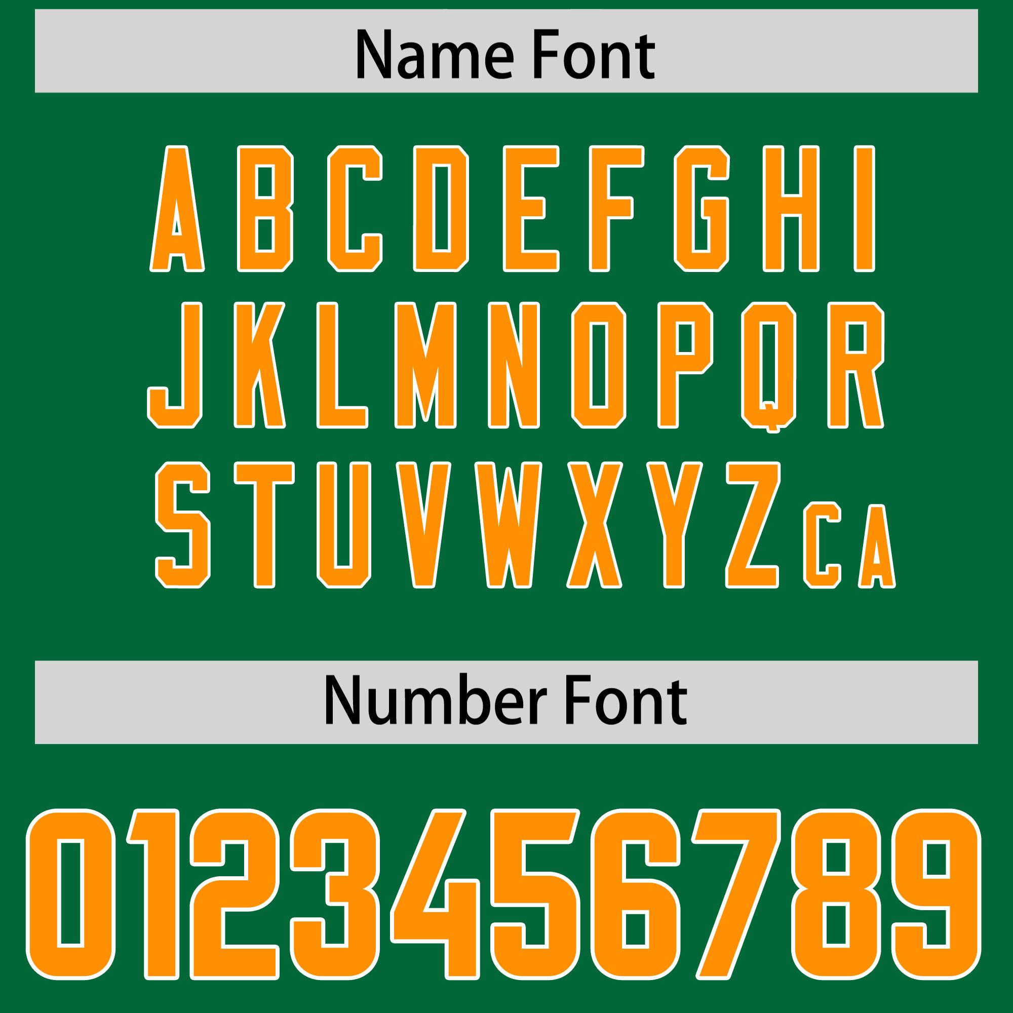 Custom Kelly Green Gold Orange and White Side Stripe Pattern Authentic American Football Jersey