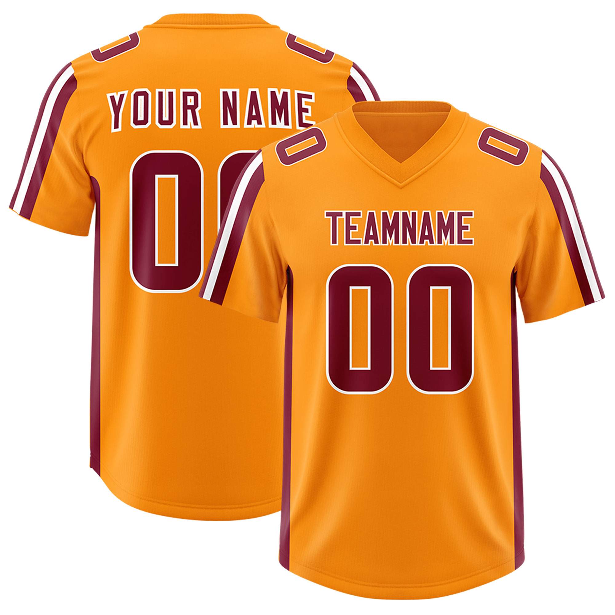 Custom Orange Crimson and White Side Stripe Pattern Authentic American Football Jersey