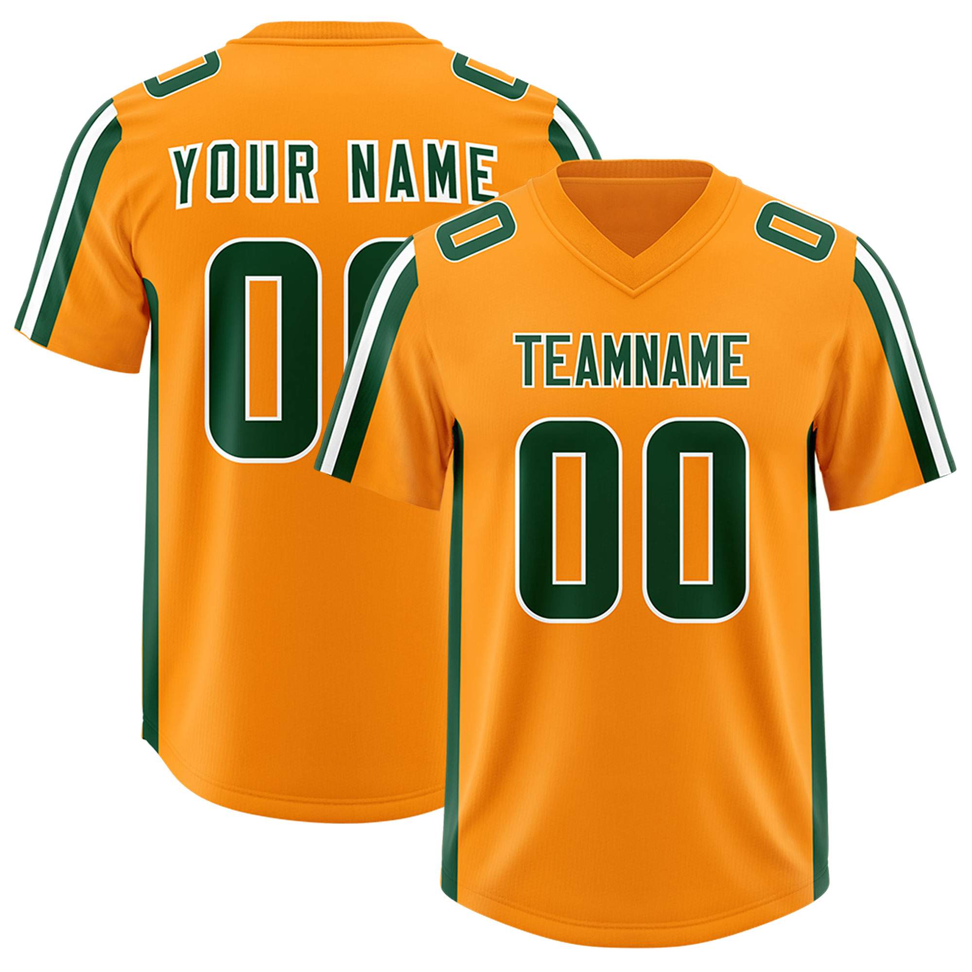 Custom Orange Green and White Side Stripe Pattern Authentic American Football Jersey