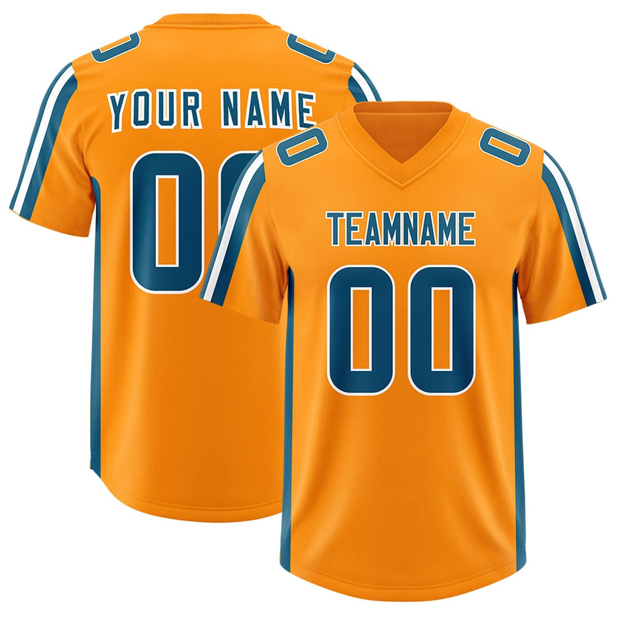 Custom Orange Panther Blue and White Side Stripe Pattern Authentic American Football Jersey