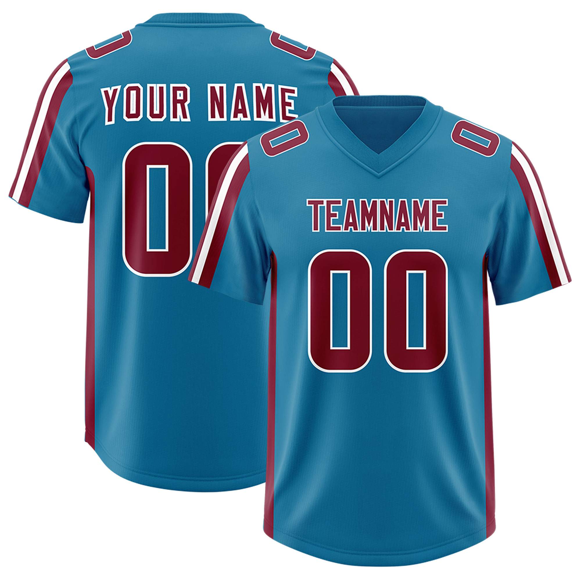 Custom Royal Cardinal and White Side Stripe Pattern Authentic American Football Jersey