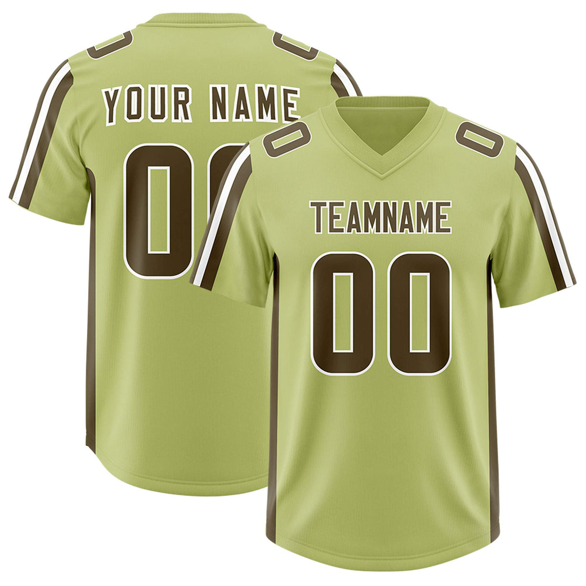 Custom Champagne Olive and White Side Stripe Pattern Authentic American Football Jersey