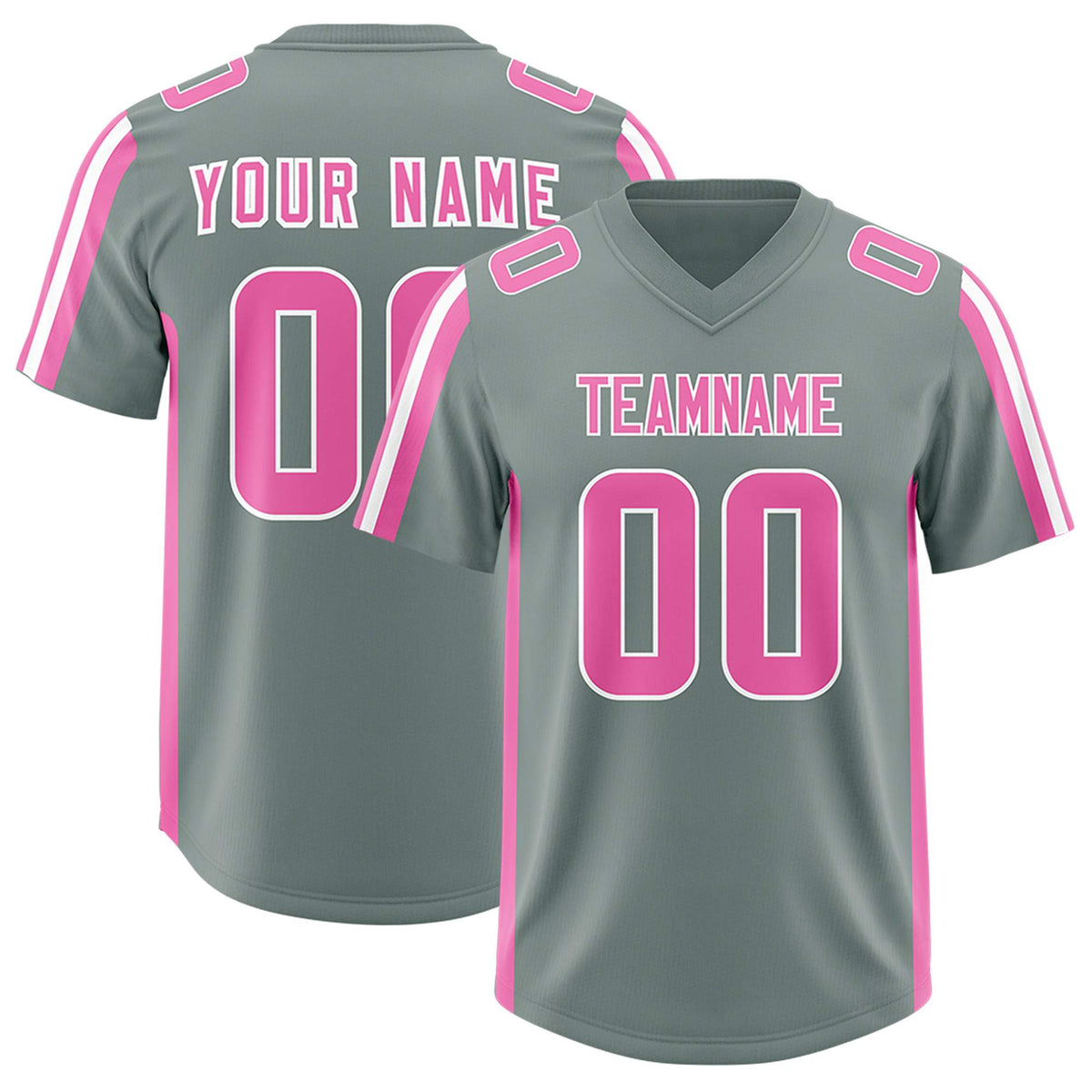 Custom Grey Pink and White Side Stripe Pattern Authentic American Football Jersey