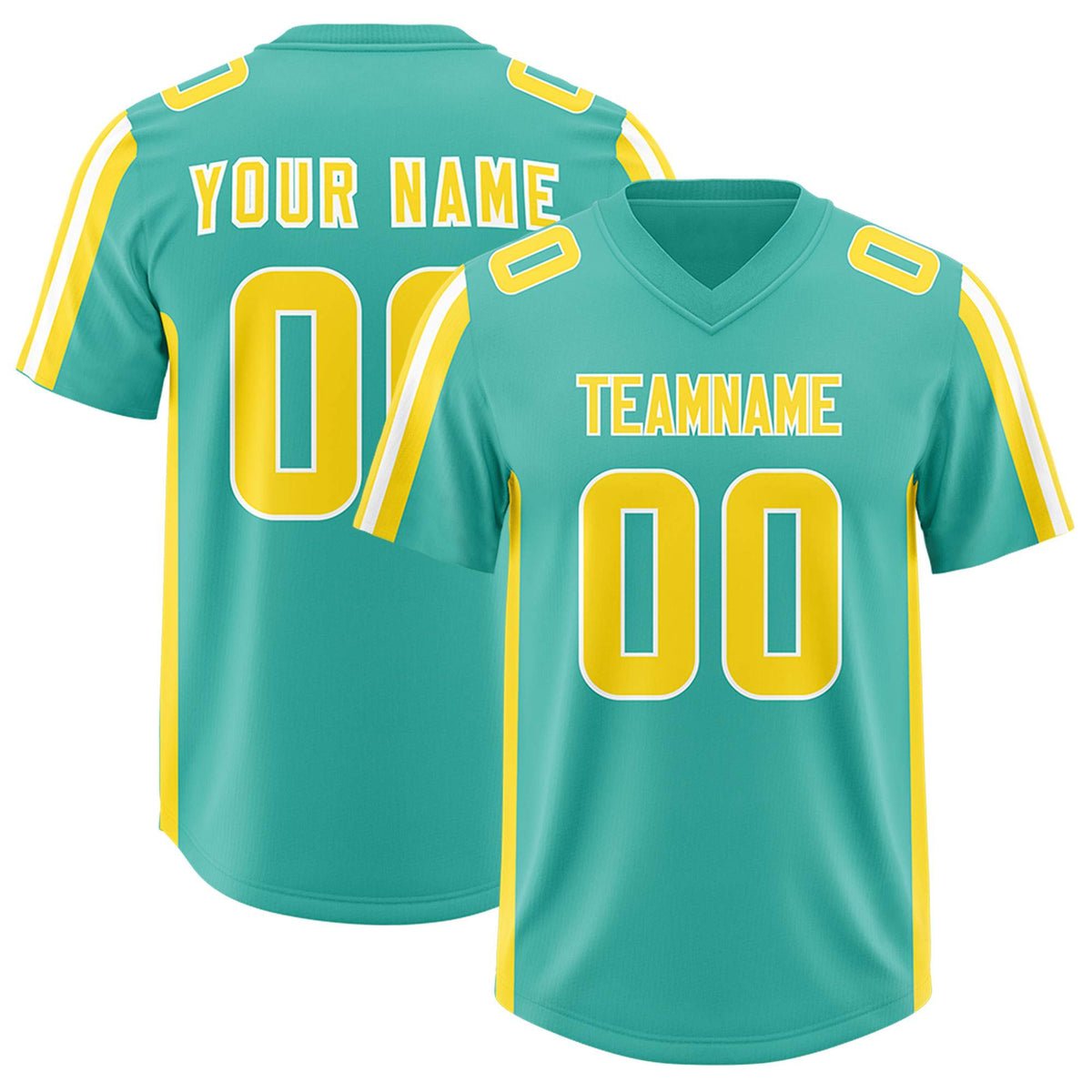 Custom Bright Green Gold and White Side Stripe Pattern Authentic American Football Jersey
