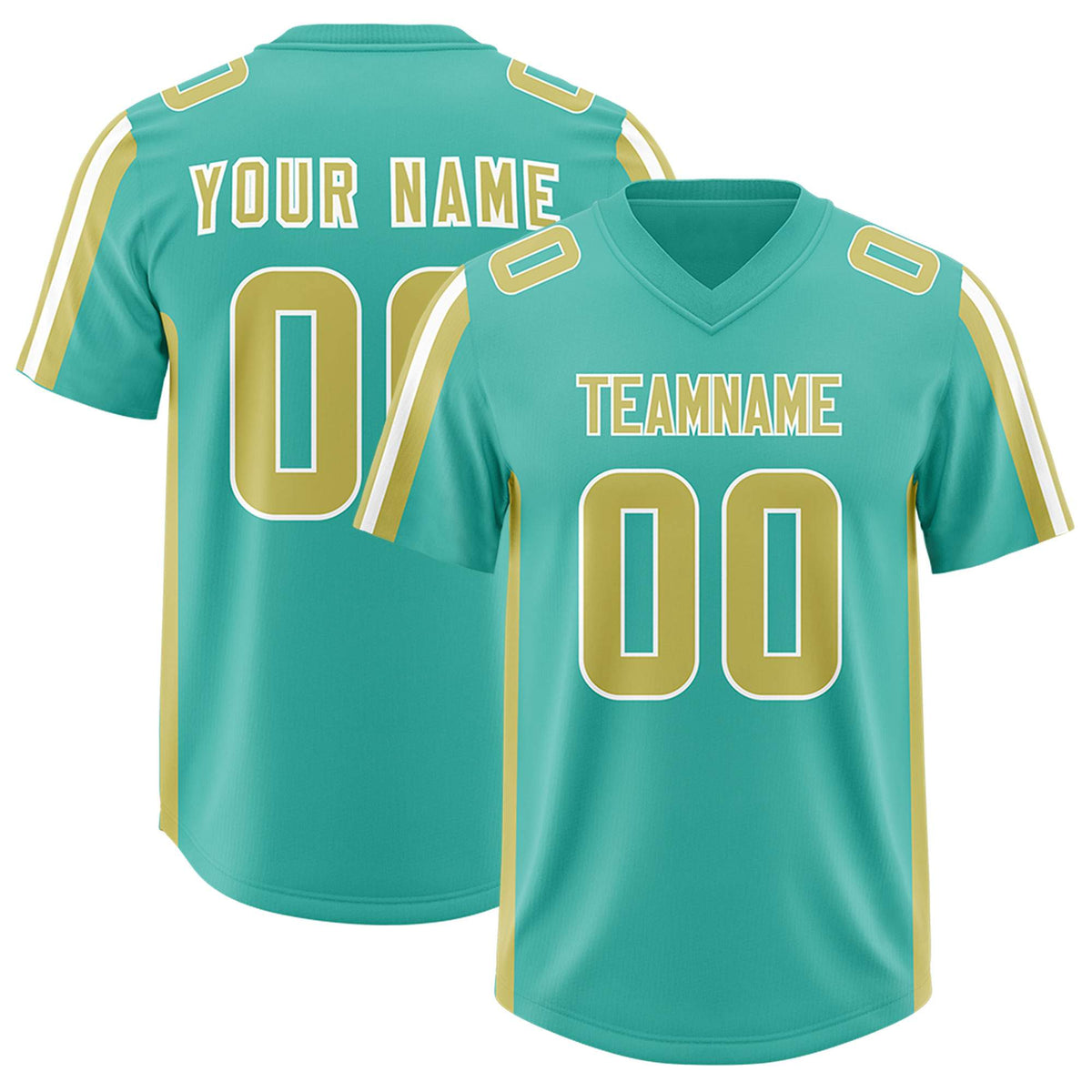 Custom Bright Green Champagne and White Side Stripe Pattern Authentic American Football Jersey