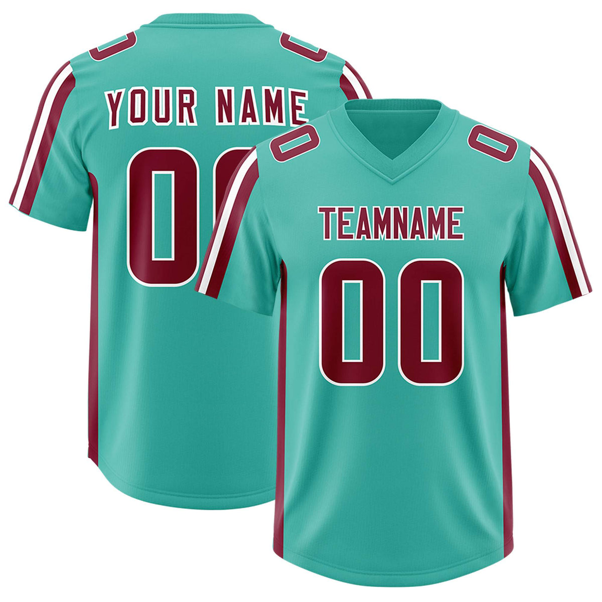 Custom Bright Green Crimson and White Side Stripe Pattern Authentic American Football Jersey