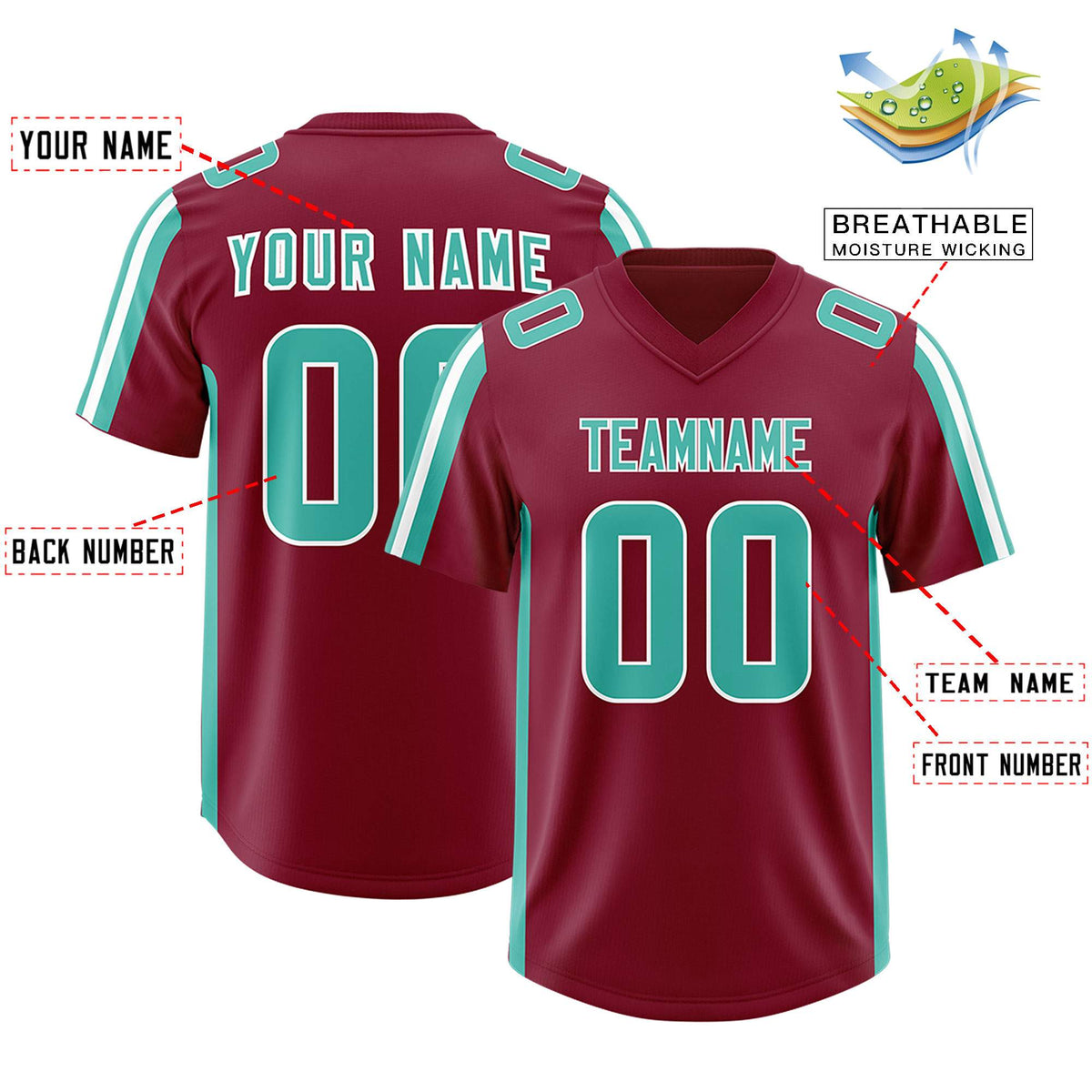 Custom Crimson Bright Green and White Side Stripe Pattern Authentic American Football Jersey