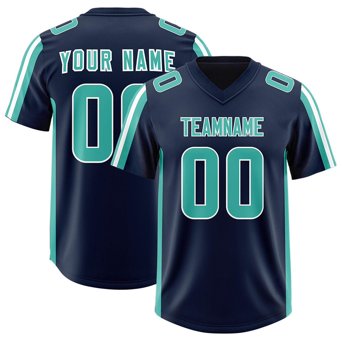 Custom Navy Bright Green and White Side Stripe Pattern Authentic American Football Jersey