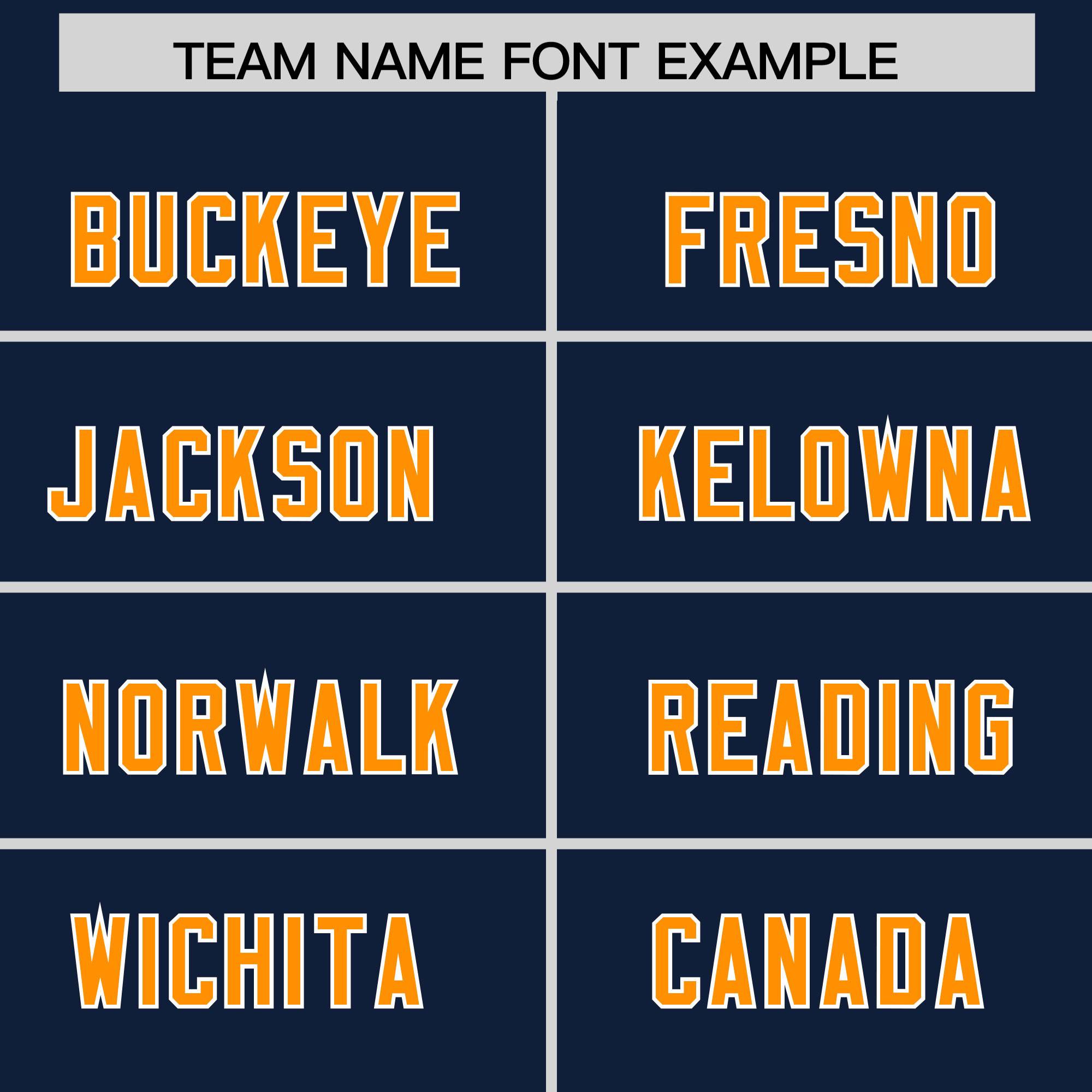 Custom Navy Orange and White Side Stripe Pattern Authentic American Football Jersey