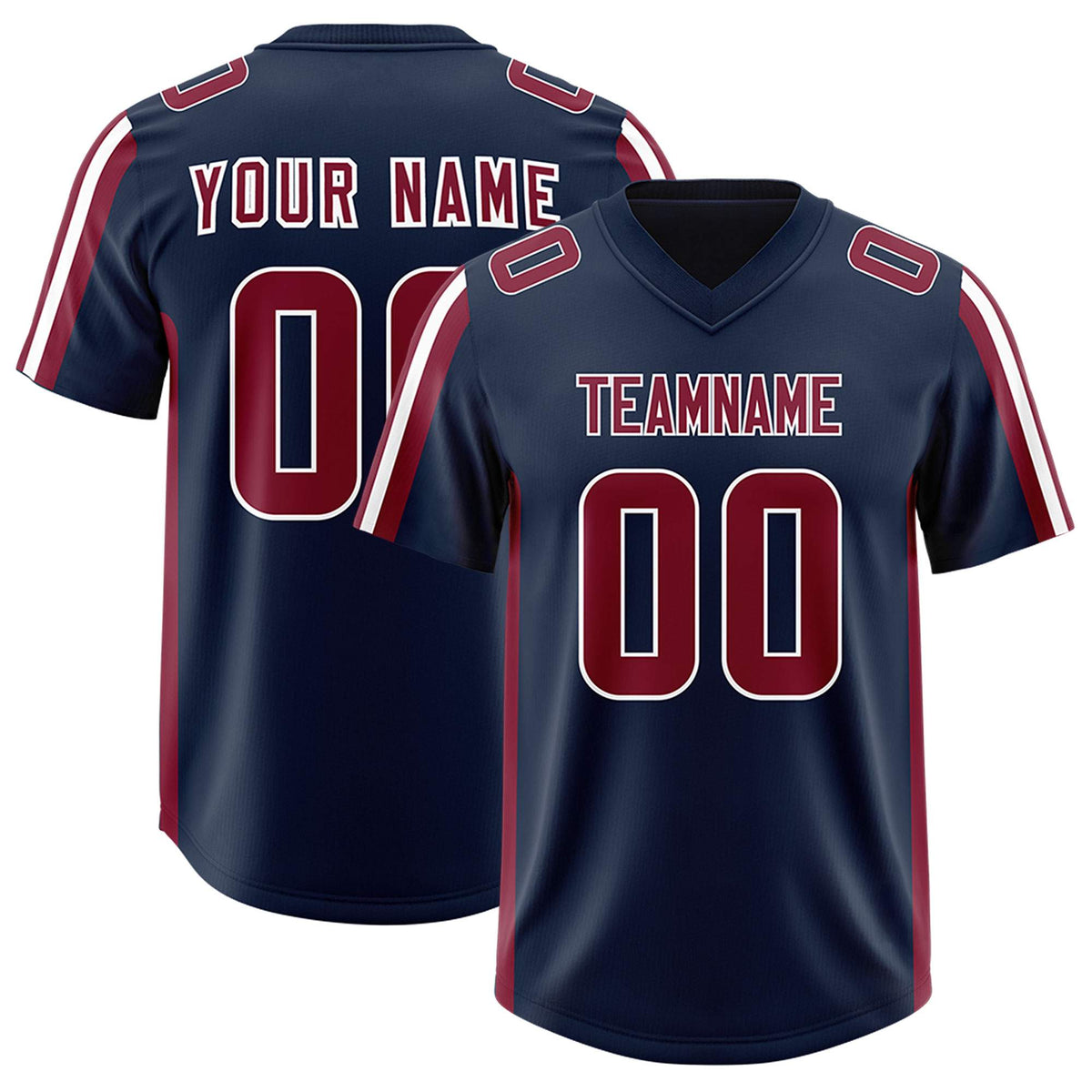 Custom Navy Cardinal and White Side Stripe Pattern Authentic American Football Jersey