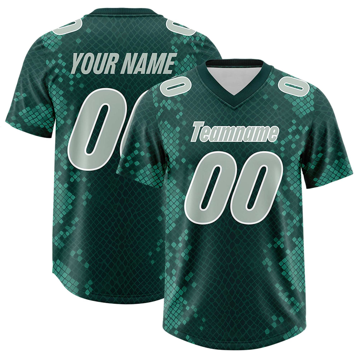 Custom Midnight Green Personalized Snakeskin Graffiti Pattern Authentic American Football Jersey