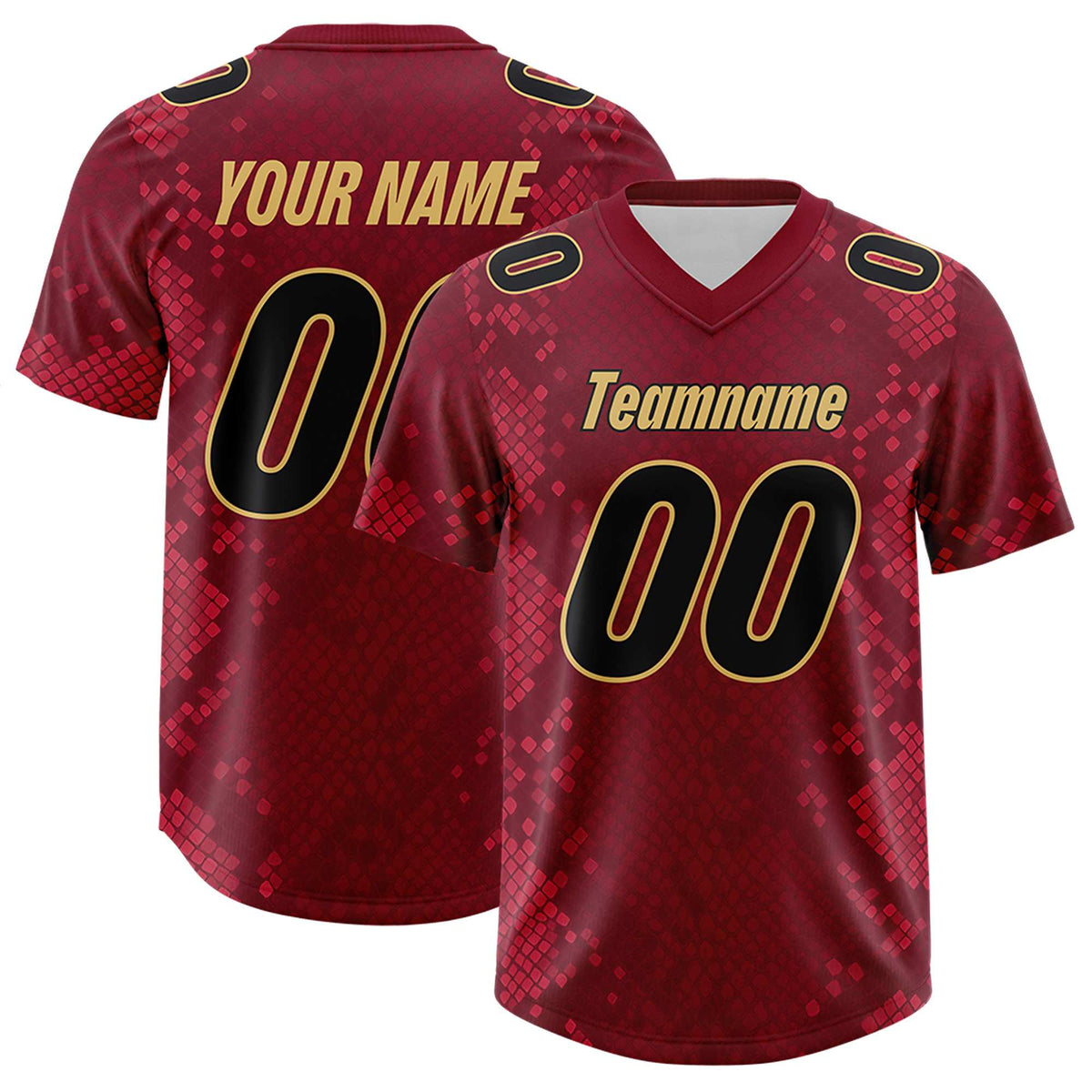Custom Crimson Personalized Snakeskin Graffiti Pattern Authentic American Football Jersey