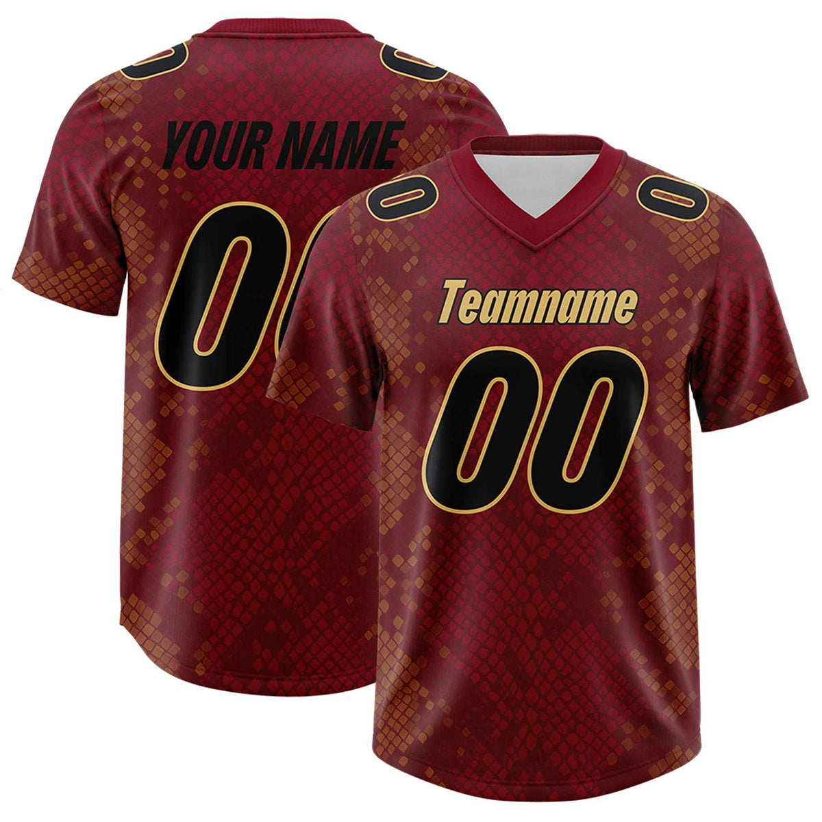 Custom Crimson Personalized Snakeskin Graffiti Pattern Authentic American Football Jersey