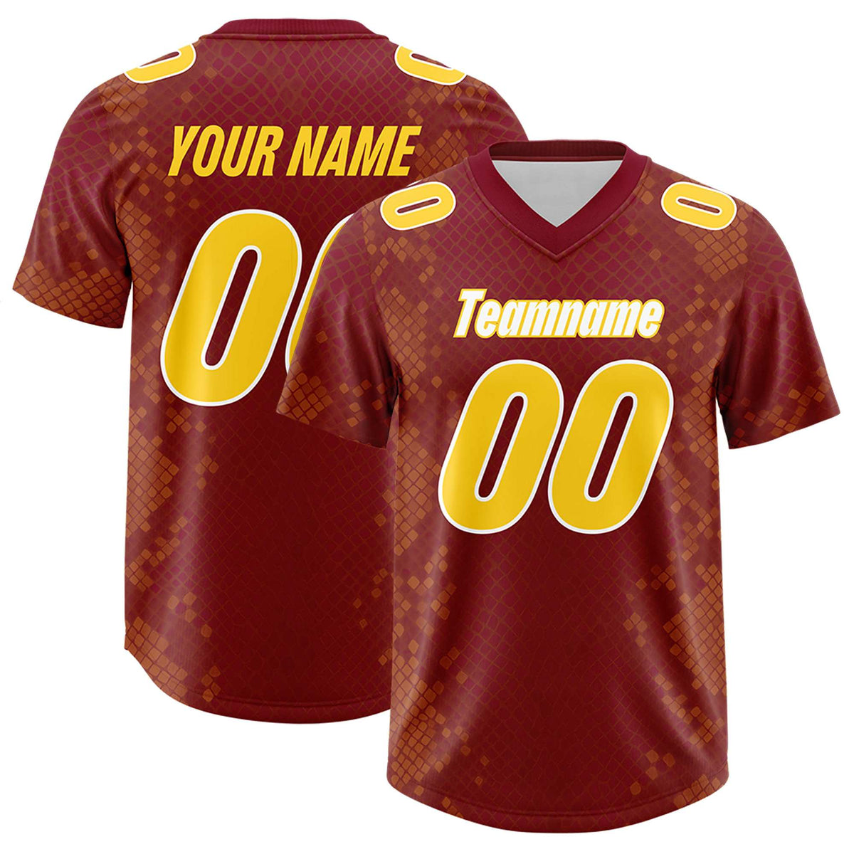 Custom Crimson Personalized Snakeskin Graffiti Pattern Authentic American Football Jersey