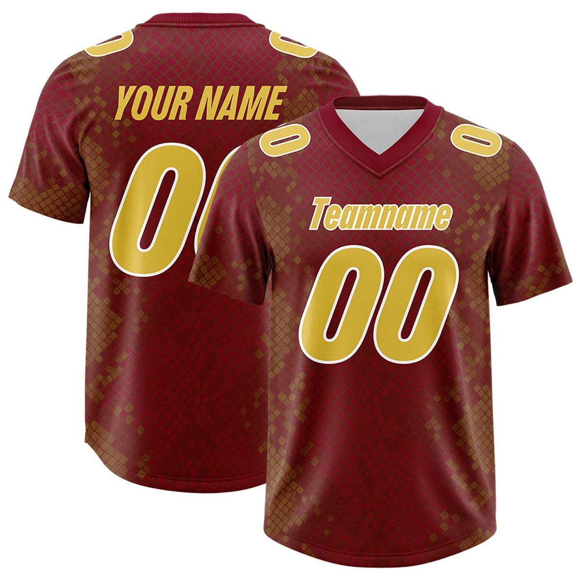 Custom Crimson Personalized Snakeskin Graffiti Pattern Authentic American Football Jersey
