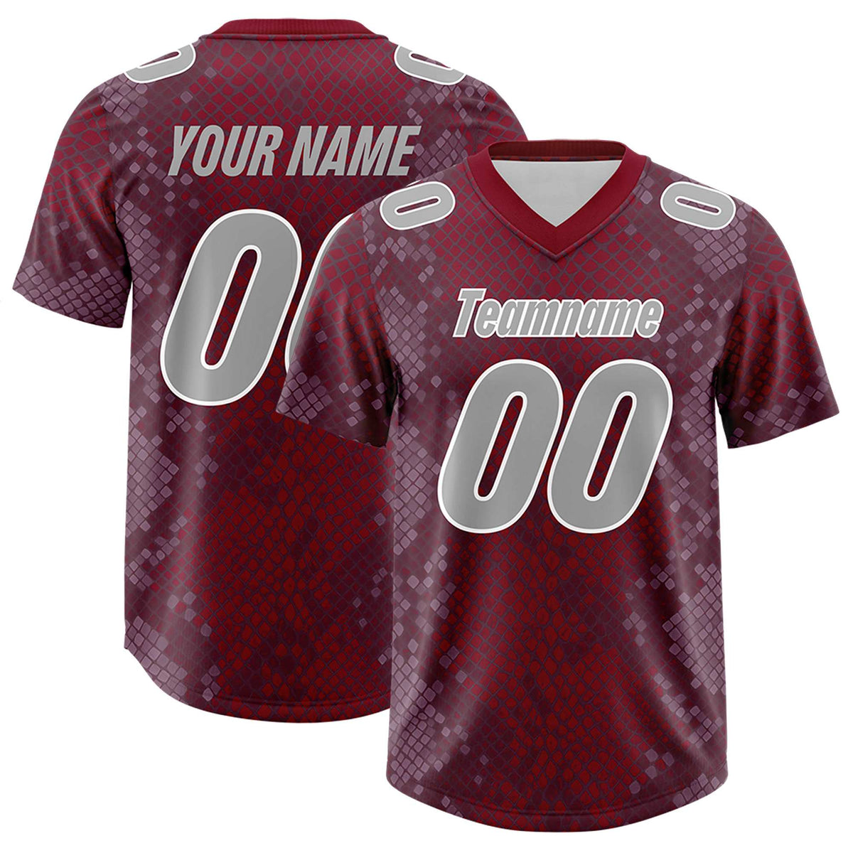 Custom Crimson Personalized Snakeskin Graffiti Pattern Authentic American Football Jersey