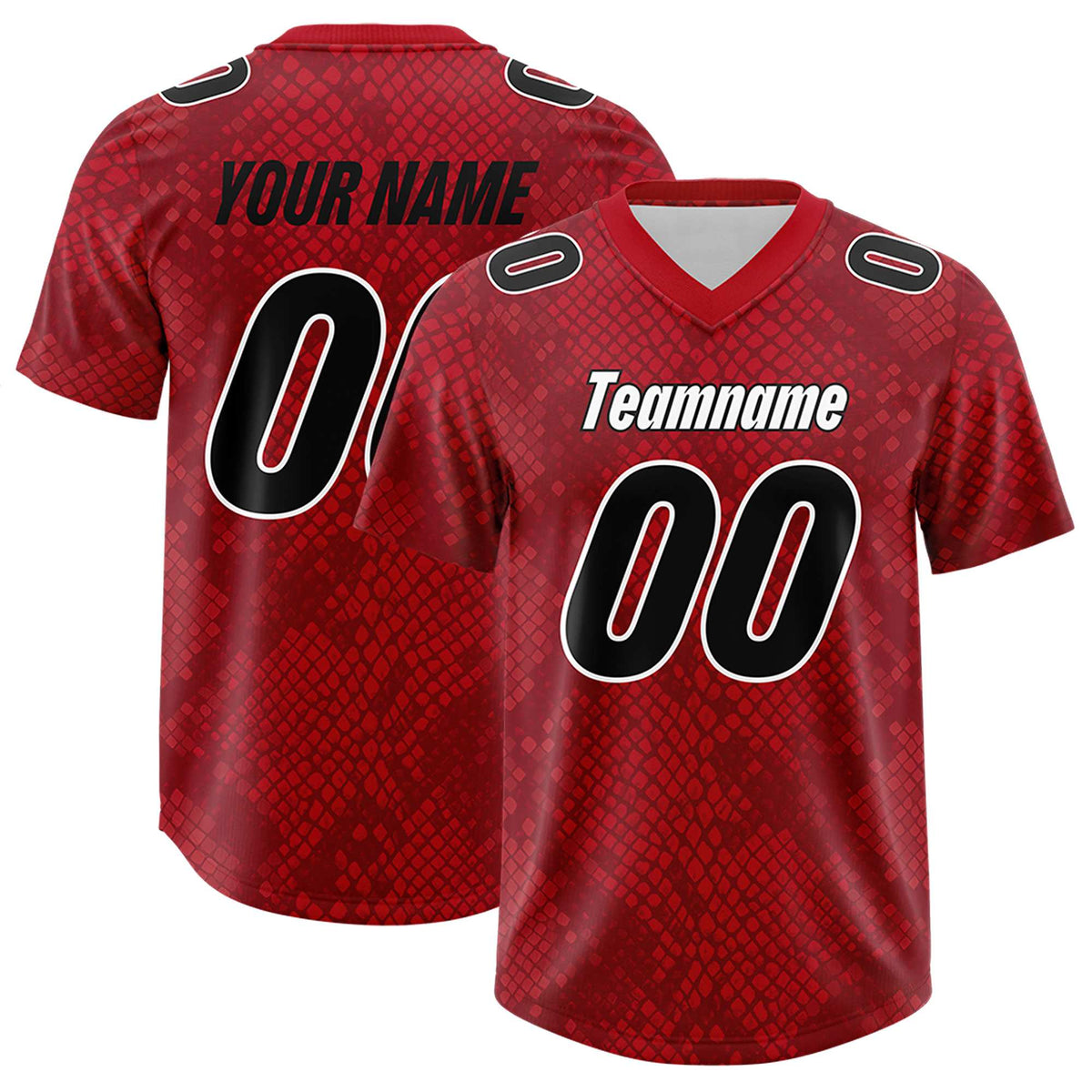 Custom Red Personalized Snakeskin Graffiti Pattern Authentic American Football Jersey