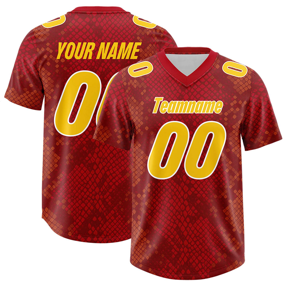 Custom Red Personalized Snakeskin Graffiti Pattern Authentic American Football Jersey