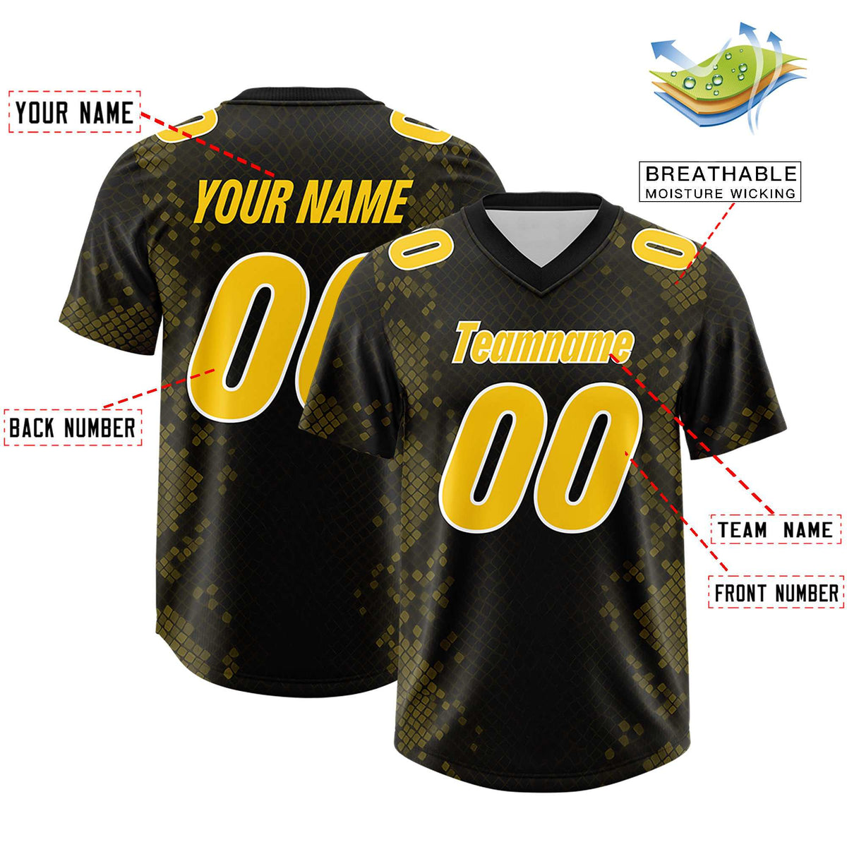 Custom Black Personalized Snakeskin Graffiti Pattern Authentic American Football Jersey