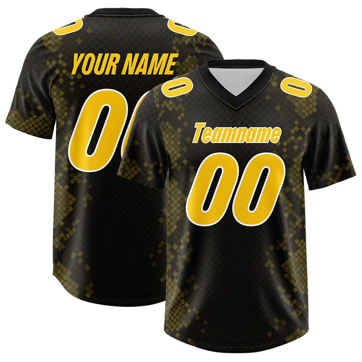 Custom Black Personalized Snakeskin Graffiti Pattern Authentic American Football Jersey