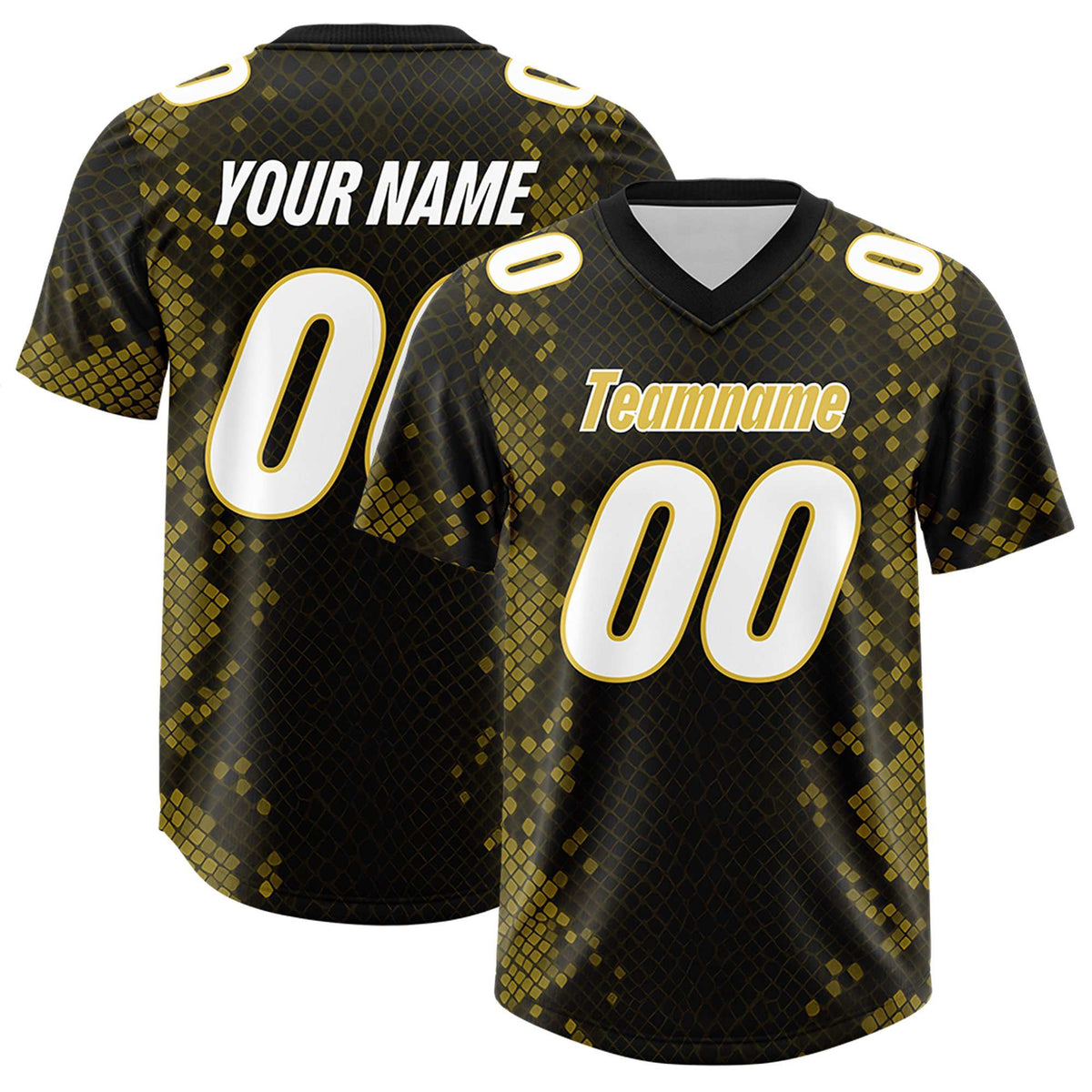 Custom Black Personalized Snakeskin Graffiti Pattern Authentic American Football Jersey