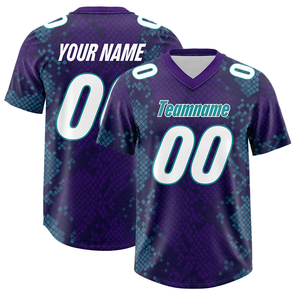 Custom Purple Personalized Snakeskin Graffiti Pattern Authentic American Football Jersey