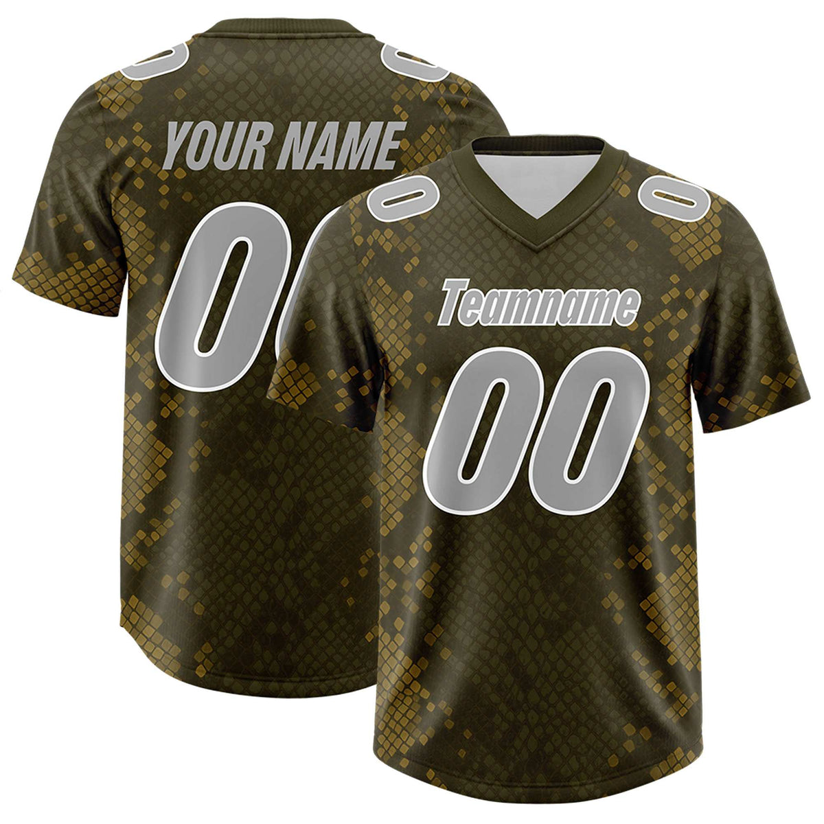 Custom Olive Personalized Snakeskin Graffiti Pattern Authentic American Football Jersey