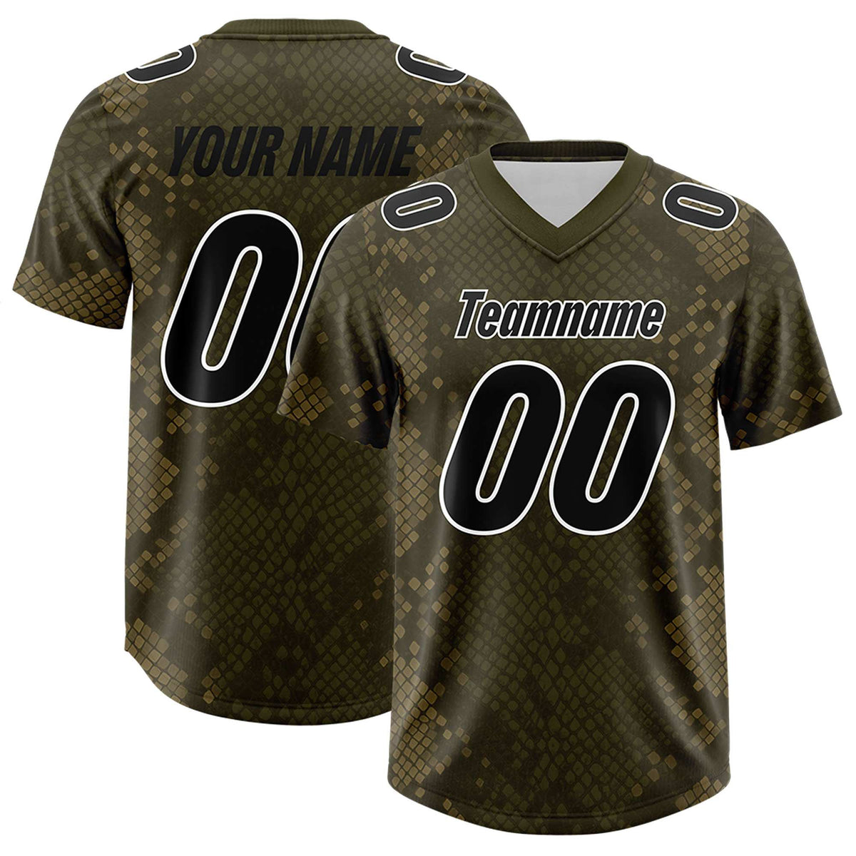 Custom Olive Personalized Snakeskin Graffiti Pattern Authentic American Football Jersey