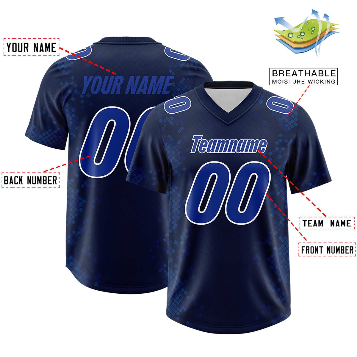 Custom Navy Personalized Snakeskin Graffiti Pattern Authentic American Football Jersey