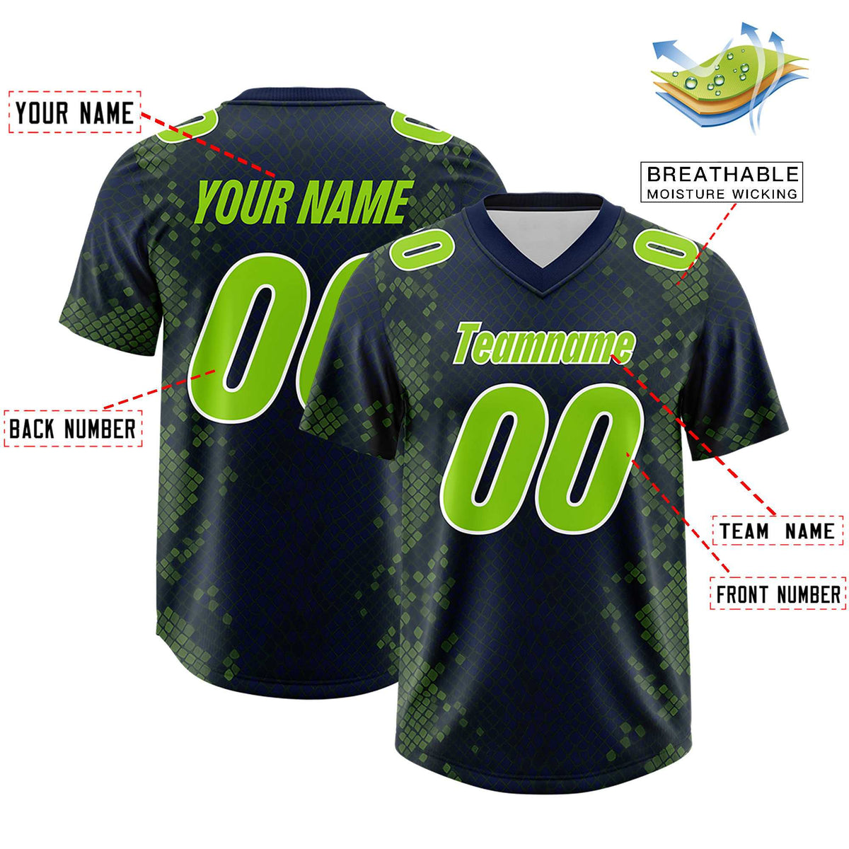 Custom Navy Personalized Snakeskin Graffiti Pattern Authentic American Football Jersey