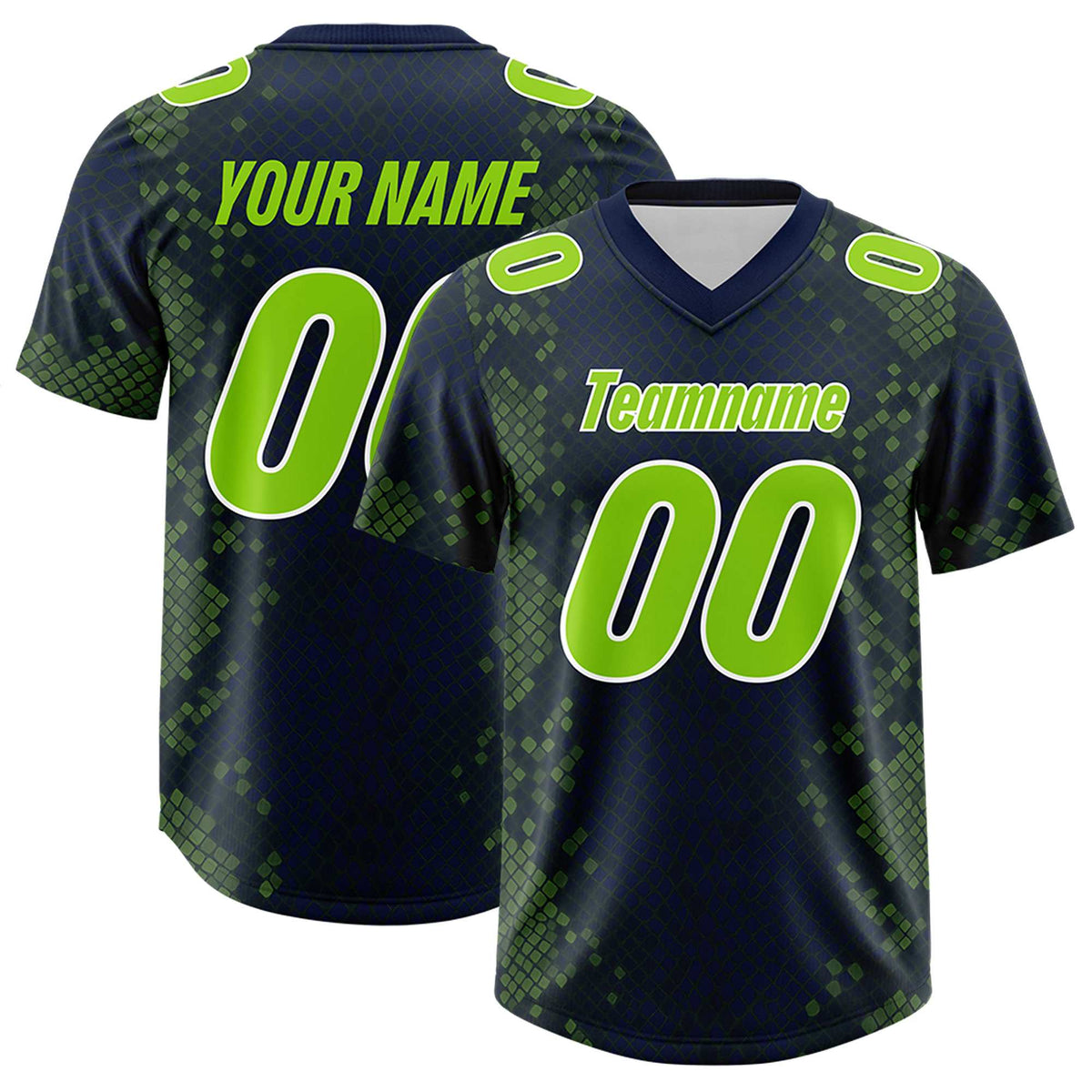 Custom Navy Personalized Snakeskin Graffiti Pattern Authentic American Football Jersey