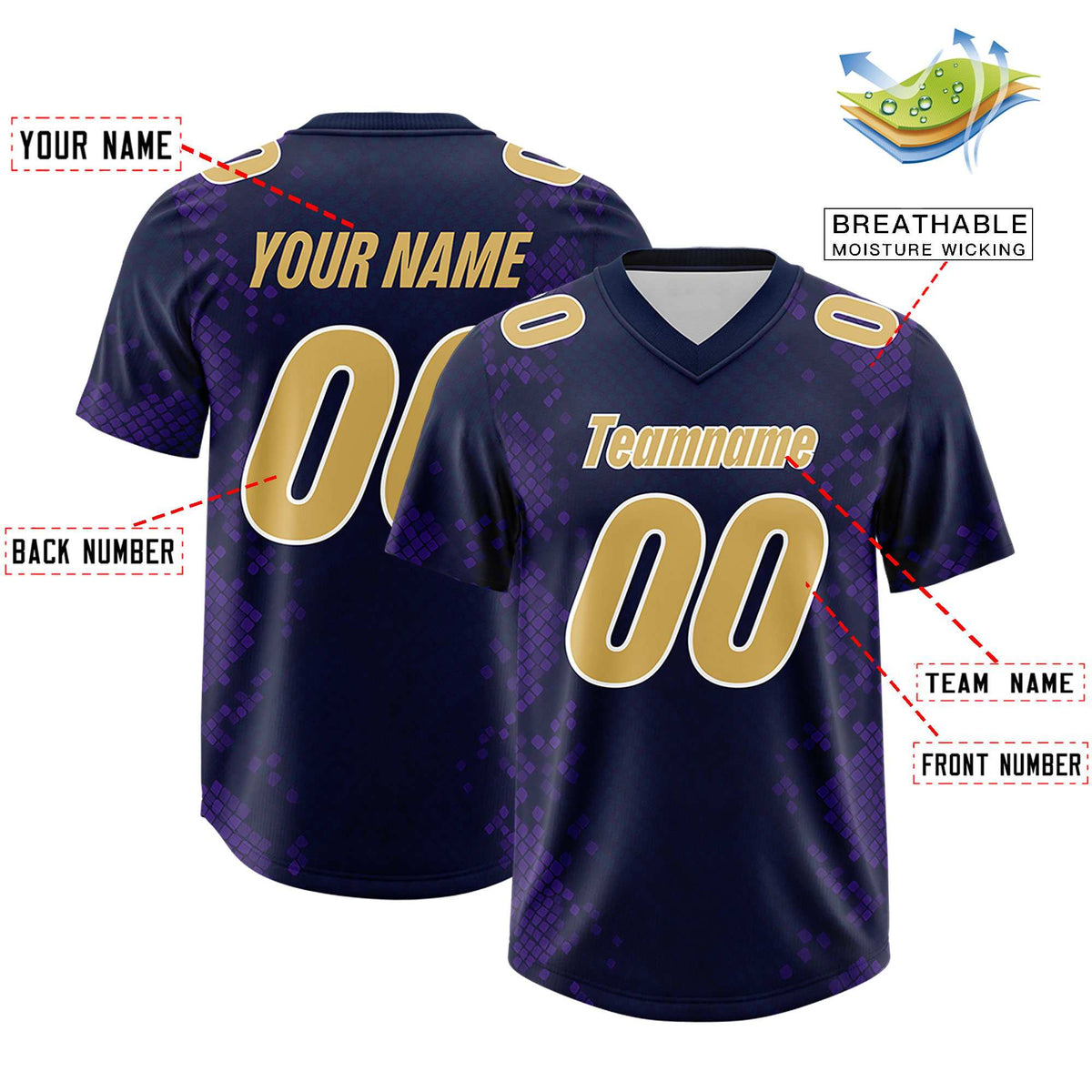 Custom Navy Personalized Snakeskin Graffiti Pattern Authentic American Football Jersey