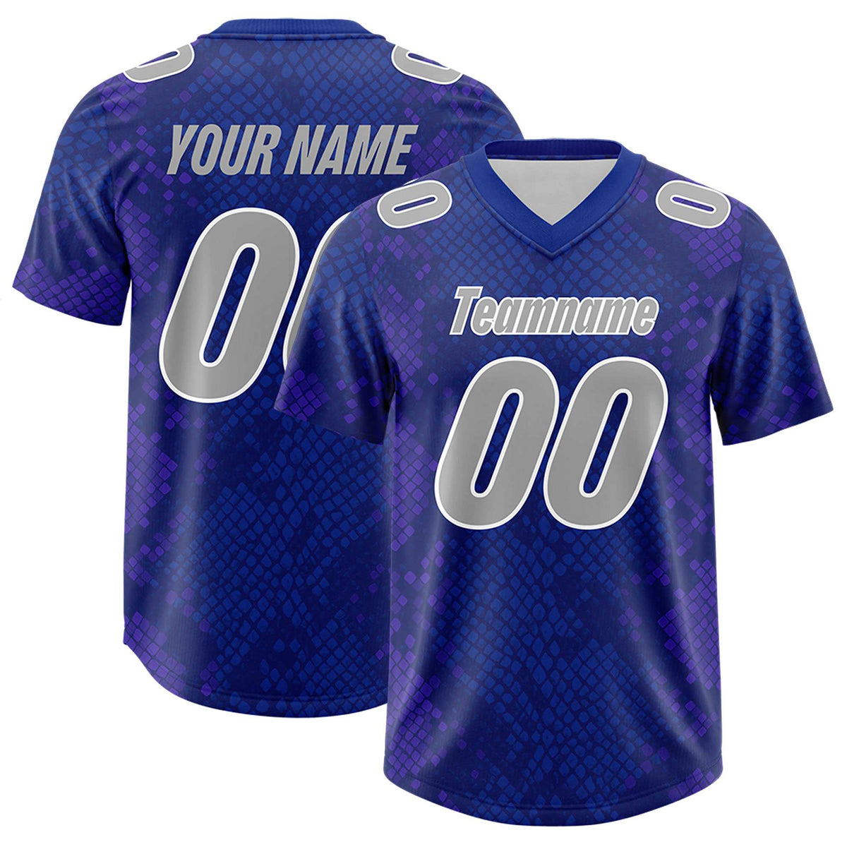Custom Royal Personalized Snakeskin Graffiti Pattern Authentic American Football Jersey